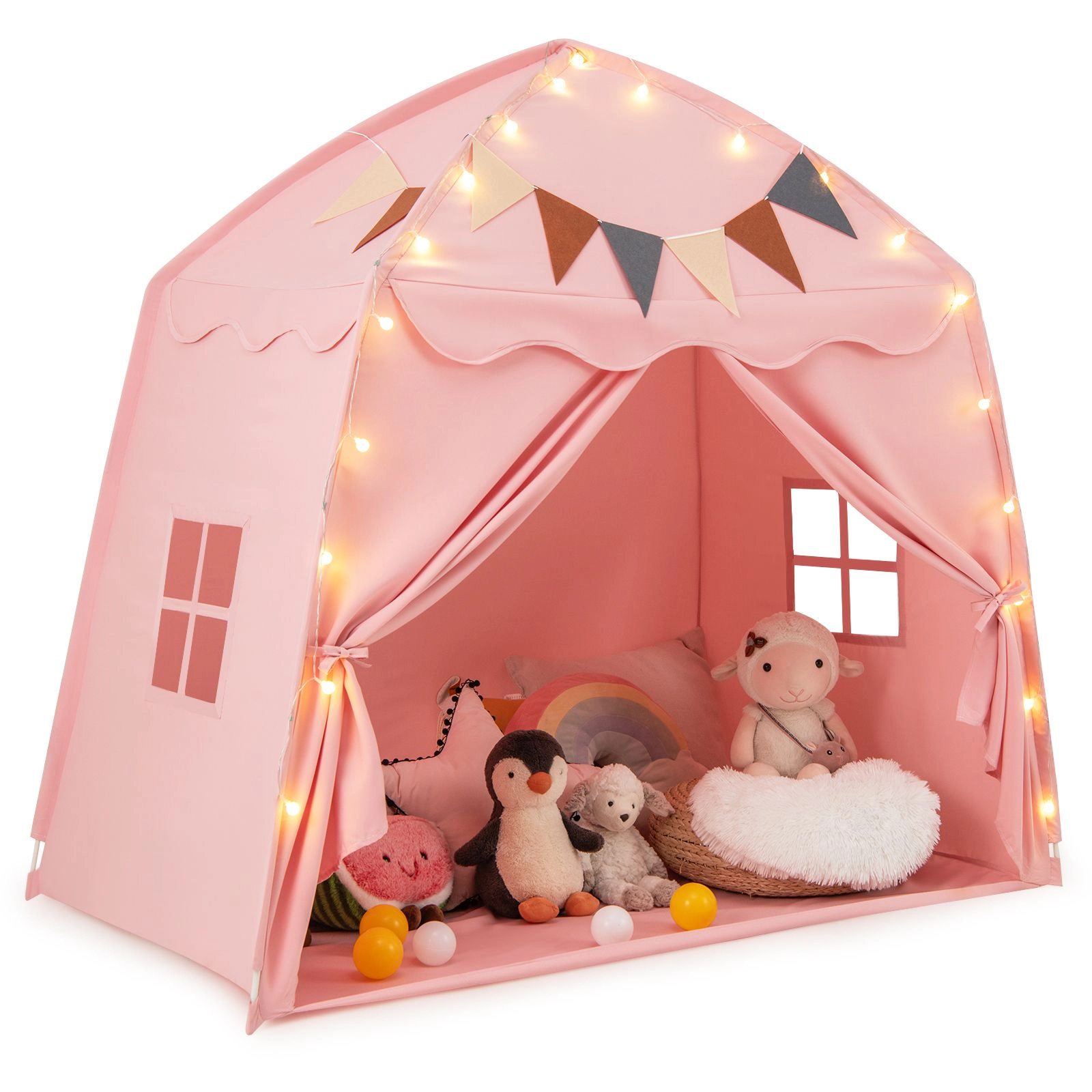 SlickBlue Indoor Kids Playhouse Tent with Windows, Curtains & Spacious Design