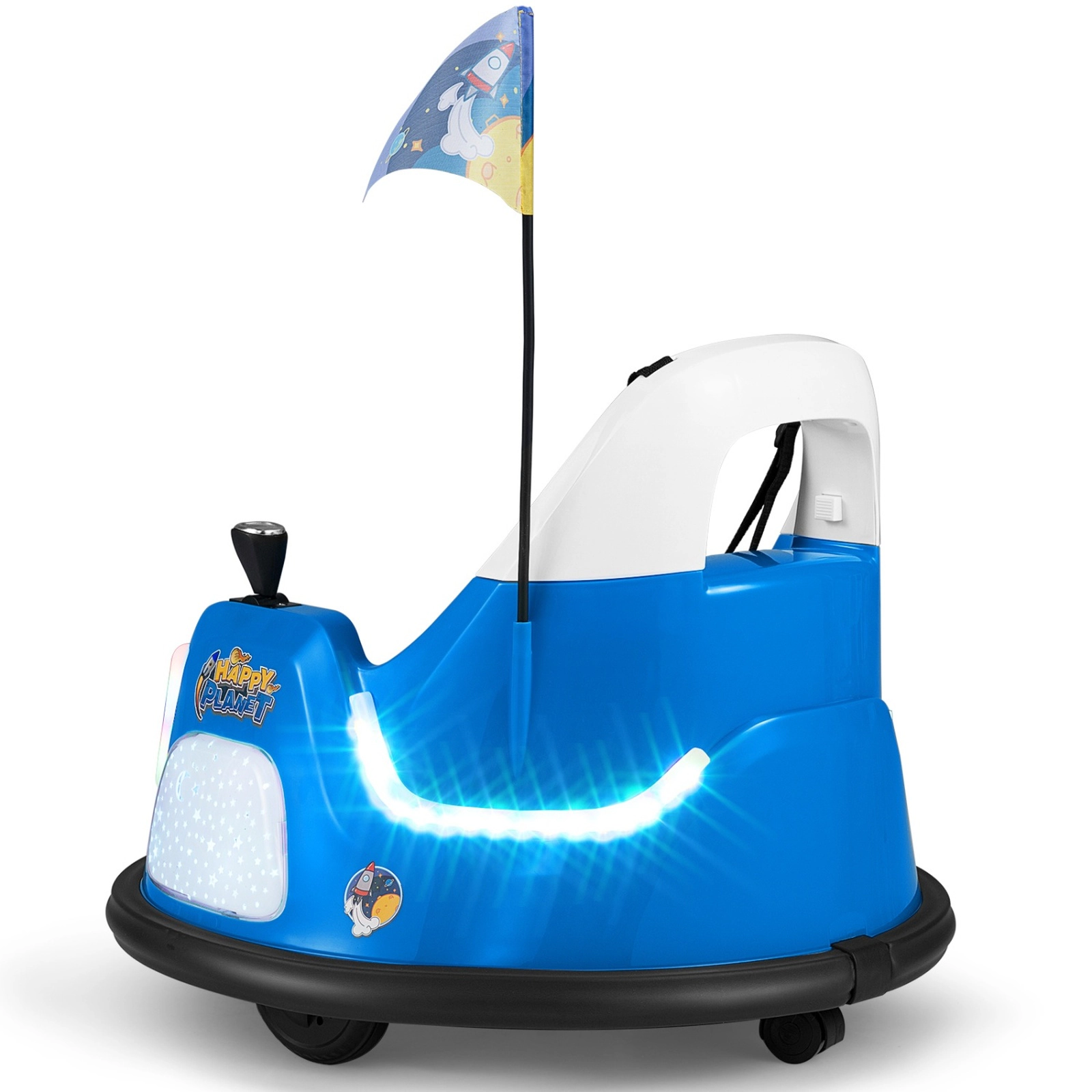 SUGIFT 12V Kids Ride On Bumper Car with Remote Control and Flashing Lights 55-lb Capacity Ages 18-72 Months Blue
