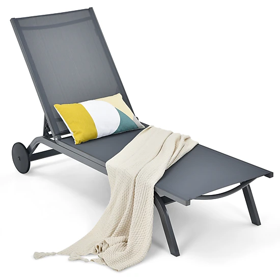LJG 6-Position Adjustable Fabric Outdoor Patio Recliner Chair