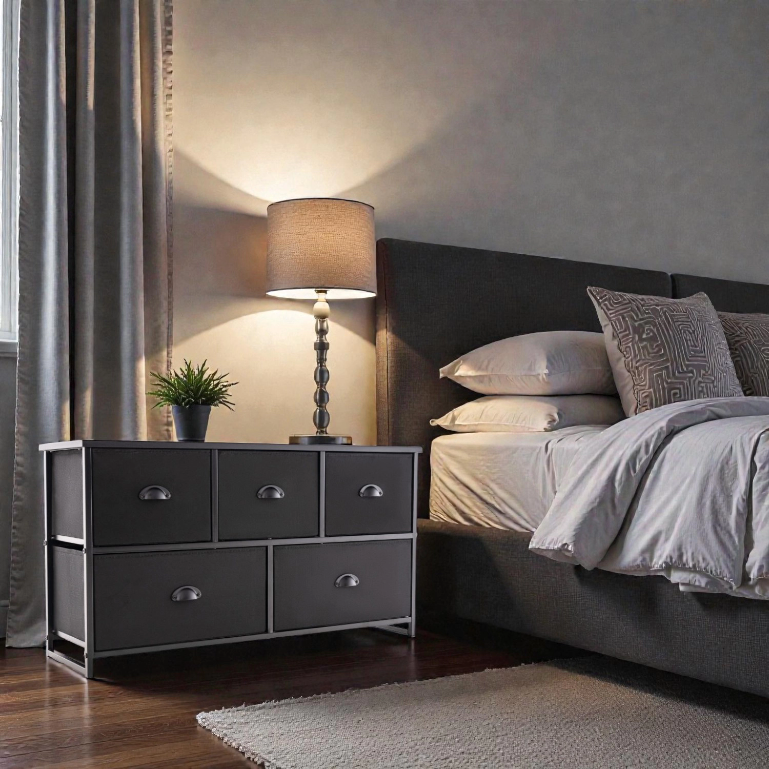 Hivvago Five-Cube Fabric Dresser Tower for Home Organization