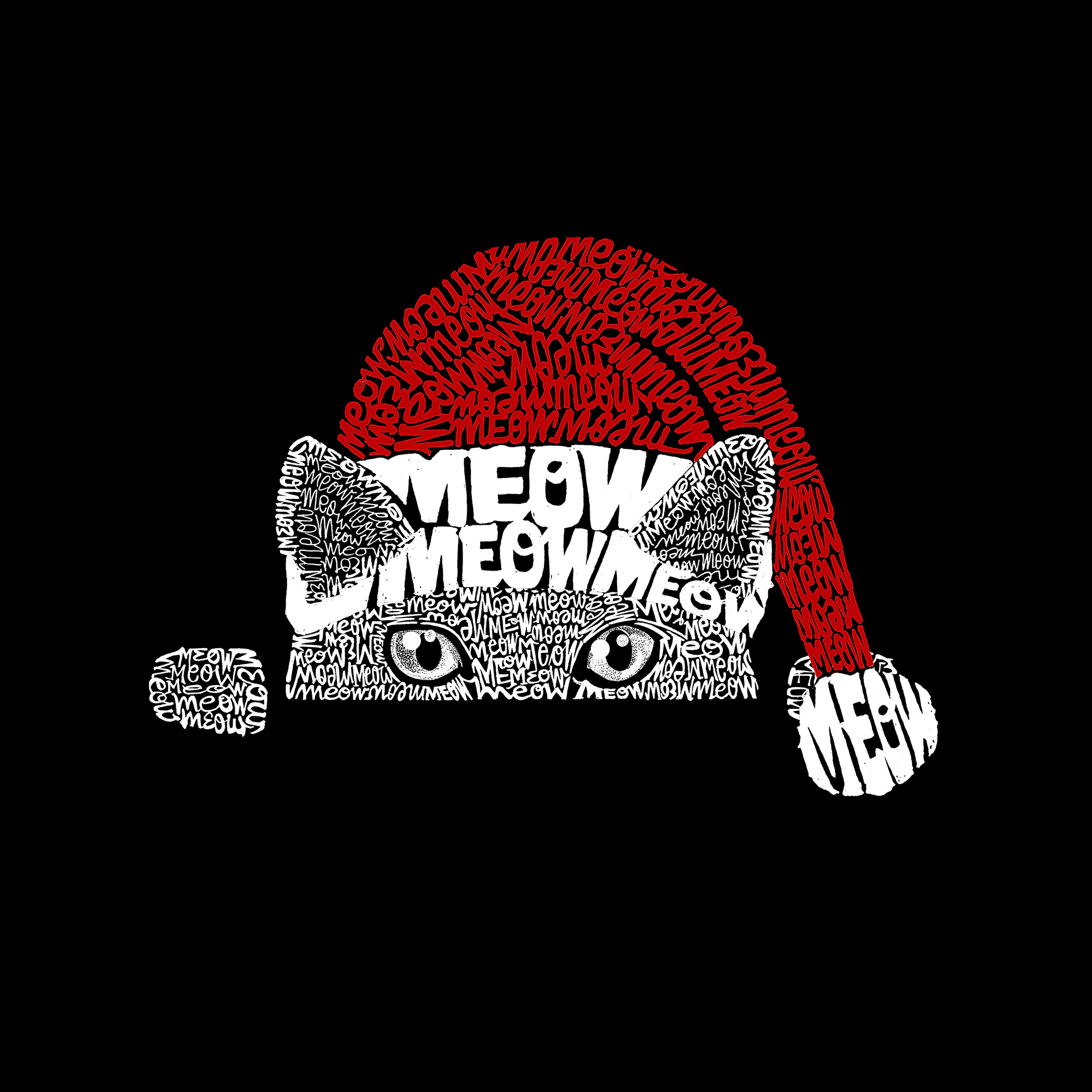 LA Pop Art Men's Cotton/Poly Word T-Shirt - Christmas Peeking Cat