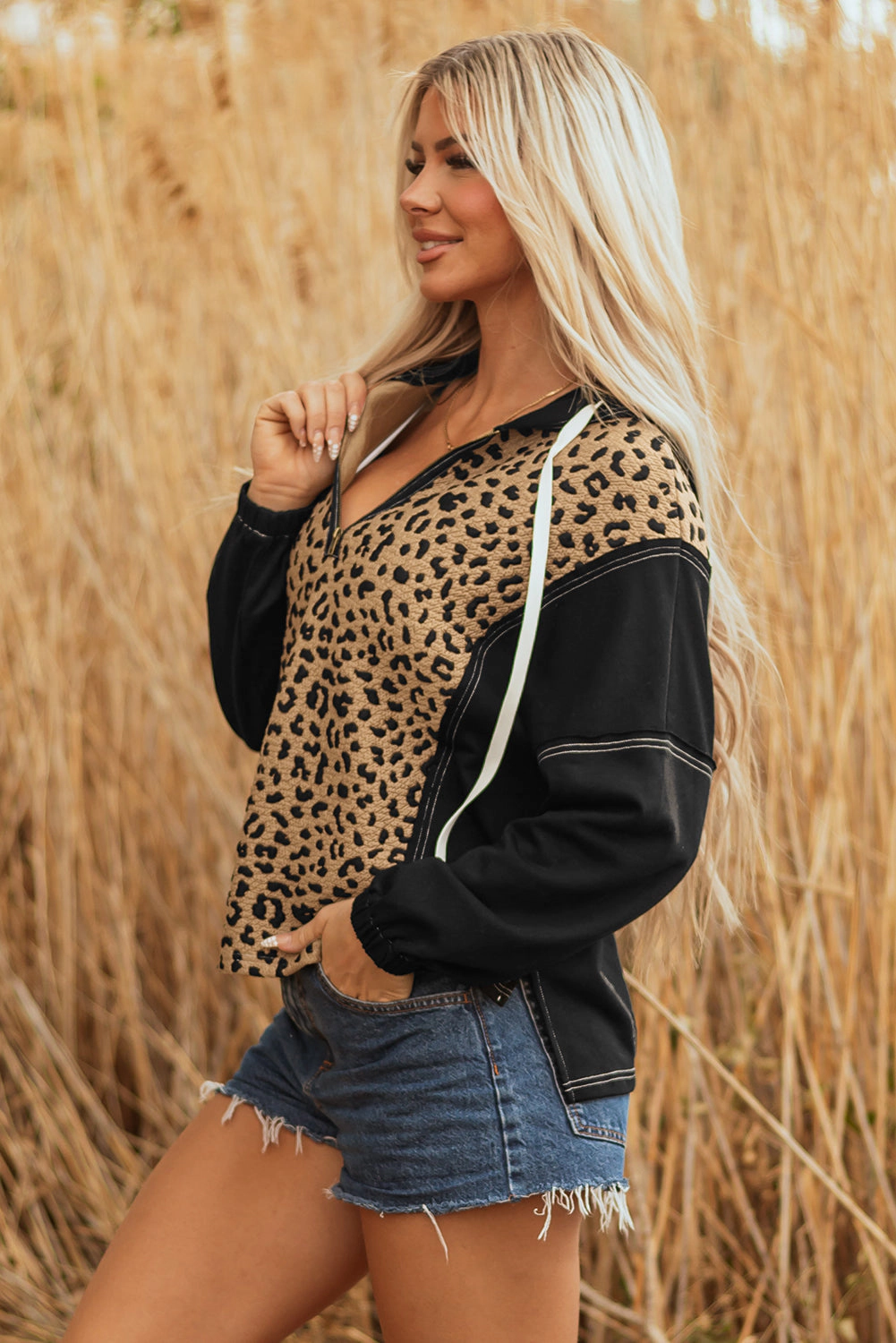 Threaded Pear Women's Monanaya Cuff Quarter Zip Hoodie