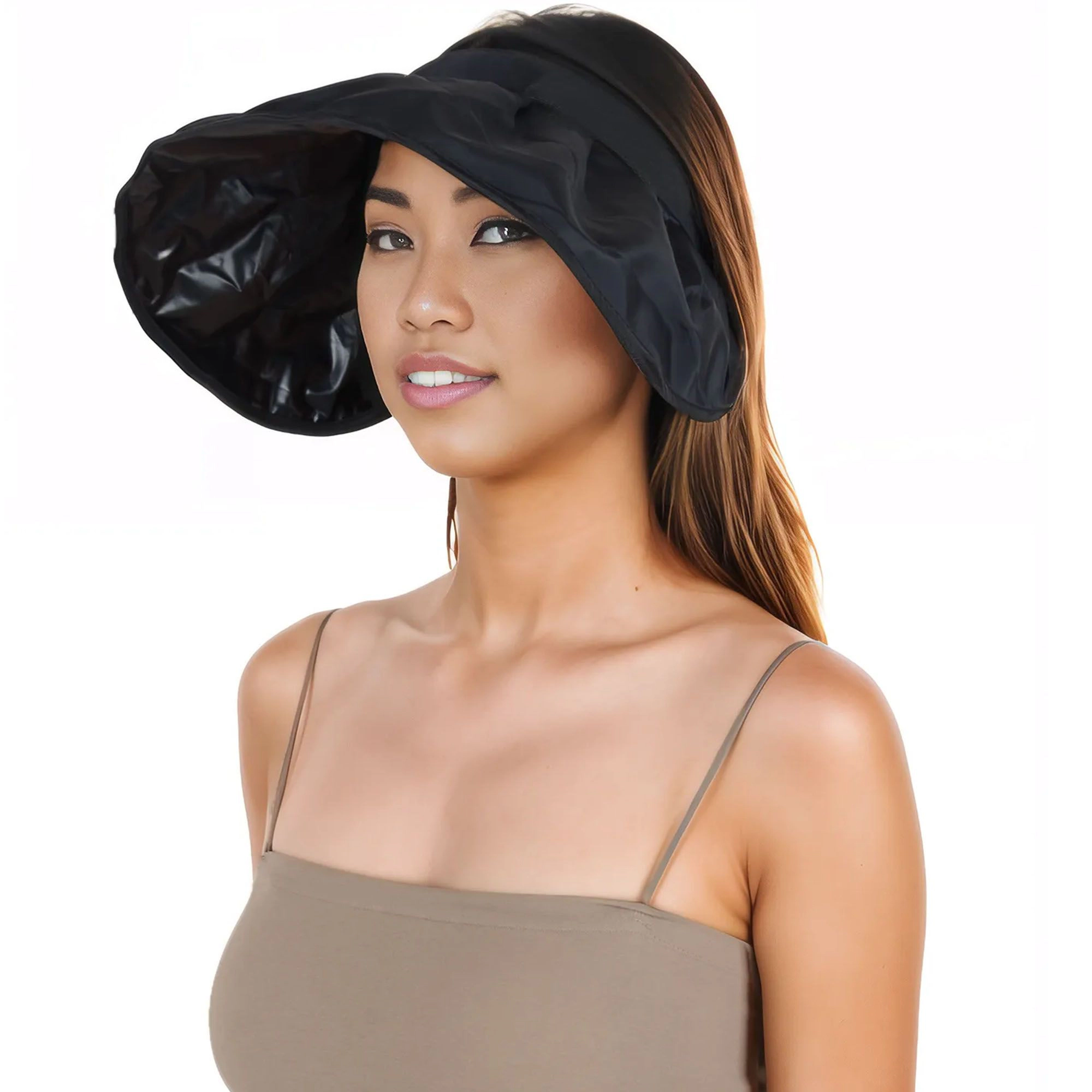 Anna-Kaci Womens Foldable Visors Sun Hat Wide Brim Roll-up Headband UV Protection Beach