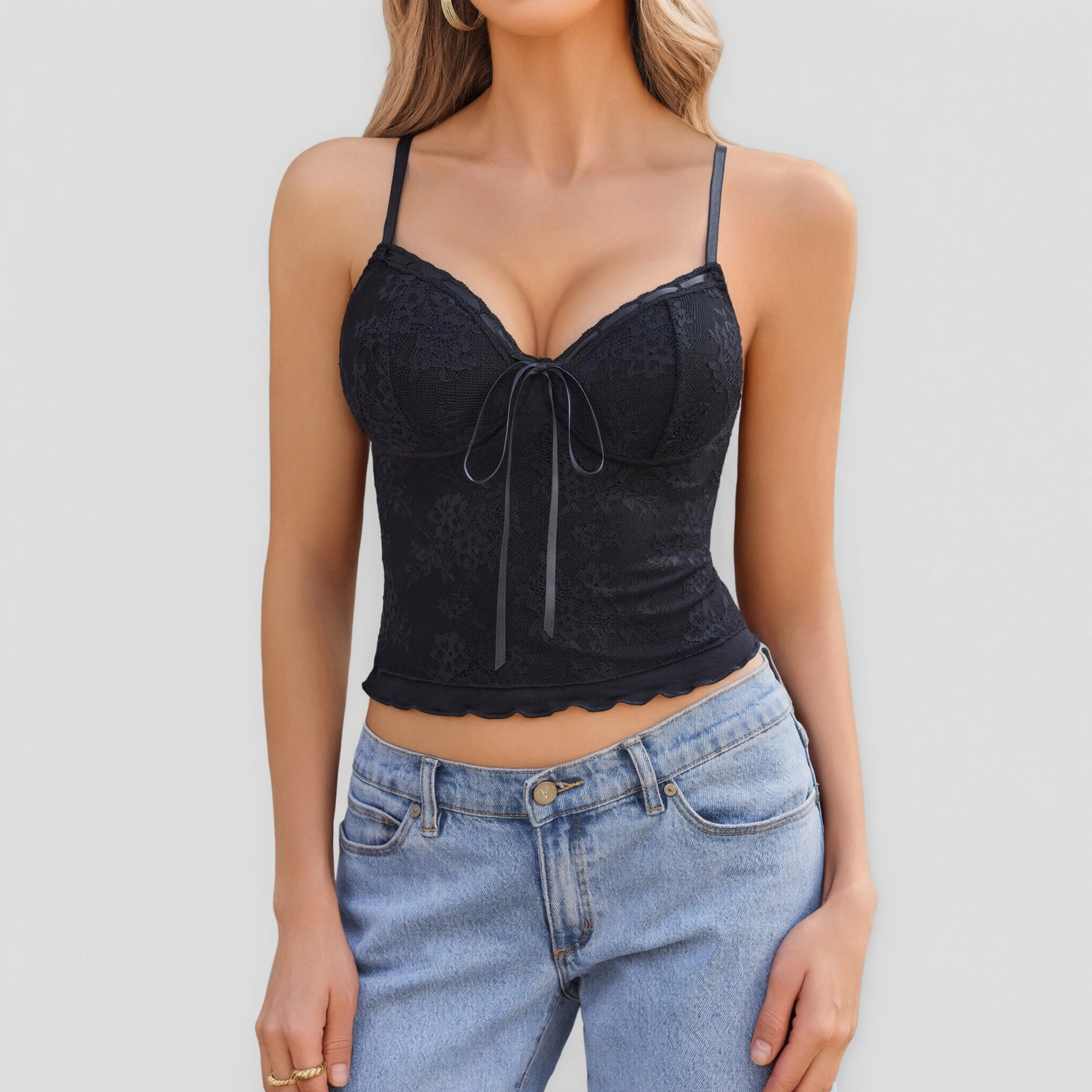 Avidlove Women's Lace Spaghetti Strap Cami Bralette Tank Top