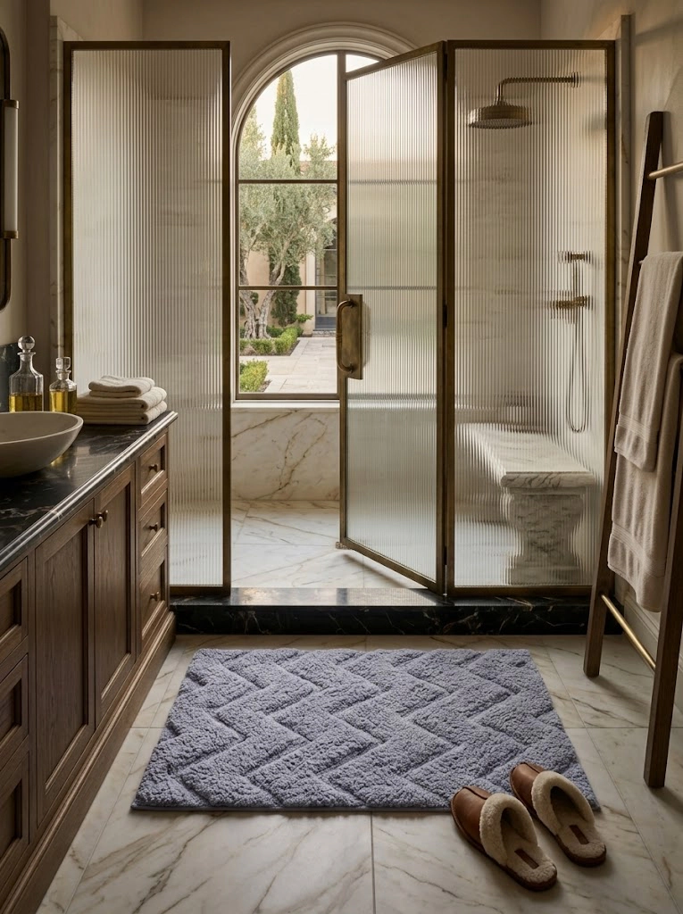GAURI KOHLI Vantaa Ivory Bath Mat
