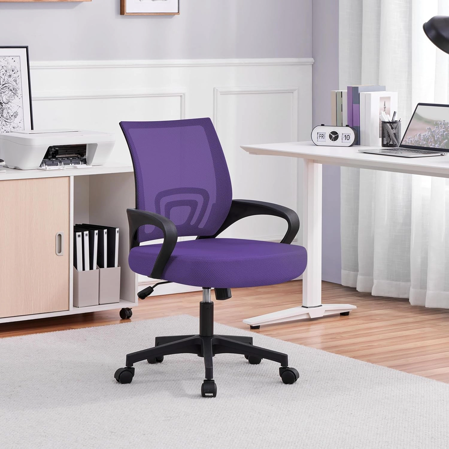 Platinum-Level Office Chairs Ergonomic Breathable Purple Mesh Mid Back Computer Office Chair Adjustable Swivel For Home