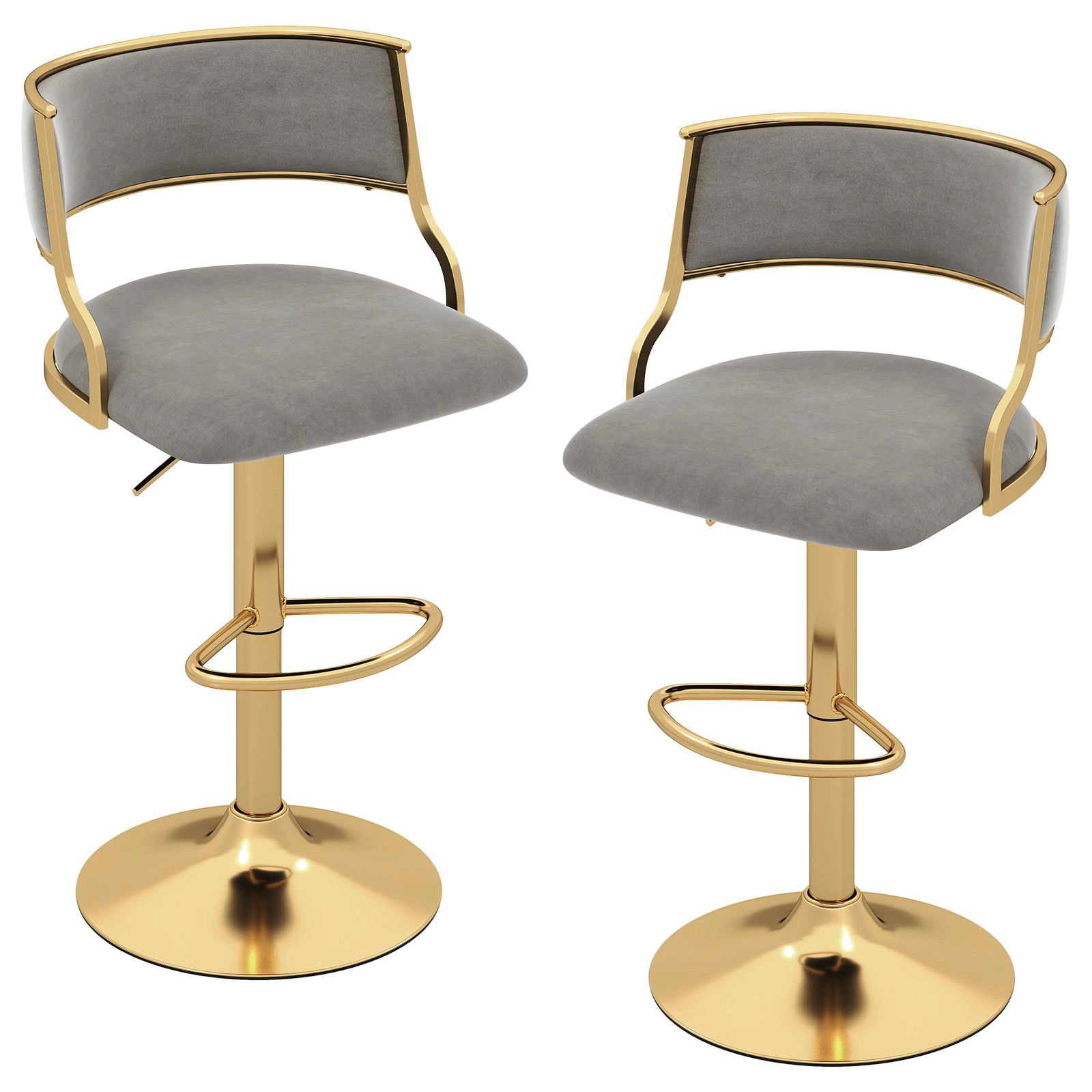 SlickBlue Set of 2 Velvet Swivel Bar Stools with Adjustable Height