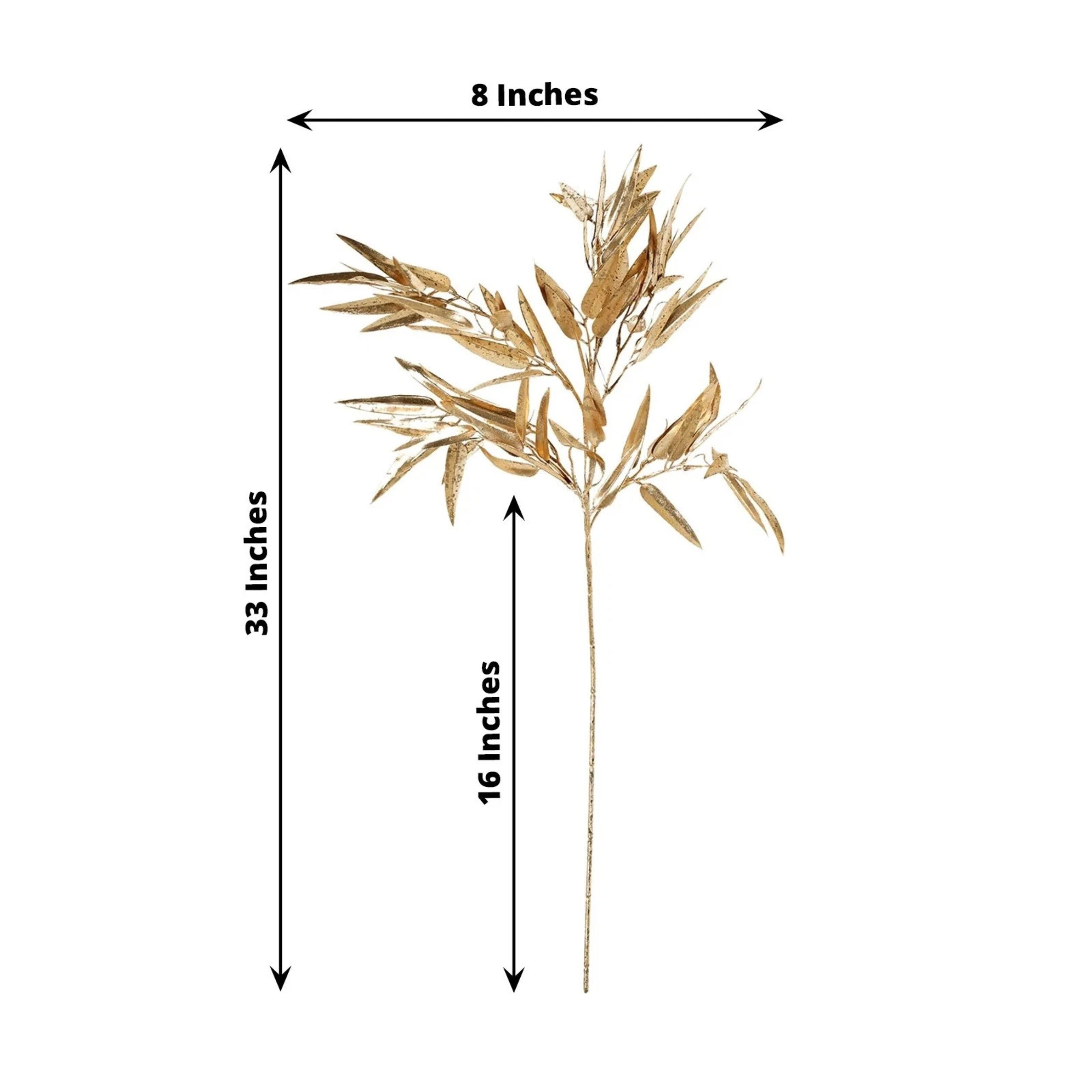 Home Collection Set of 2 33-Inch Metallic Bamboo Leaf Stems