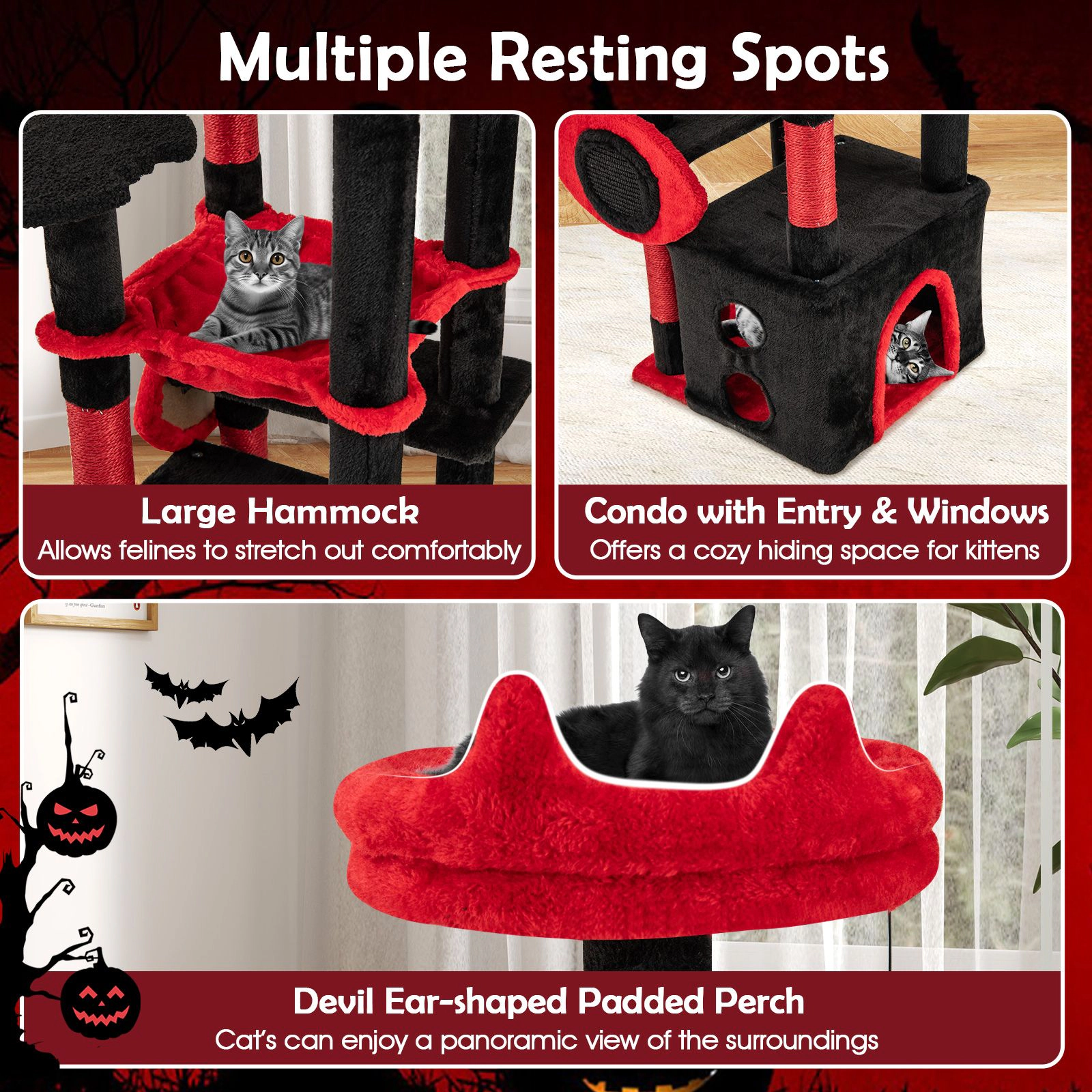 SlickBlue Gothic Cat Tower with Hammock, Condo and Scratching Post