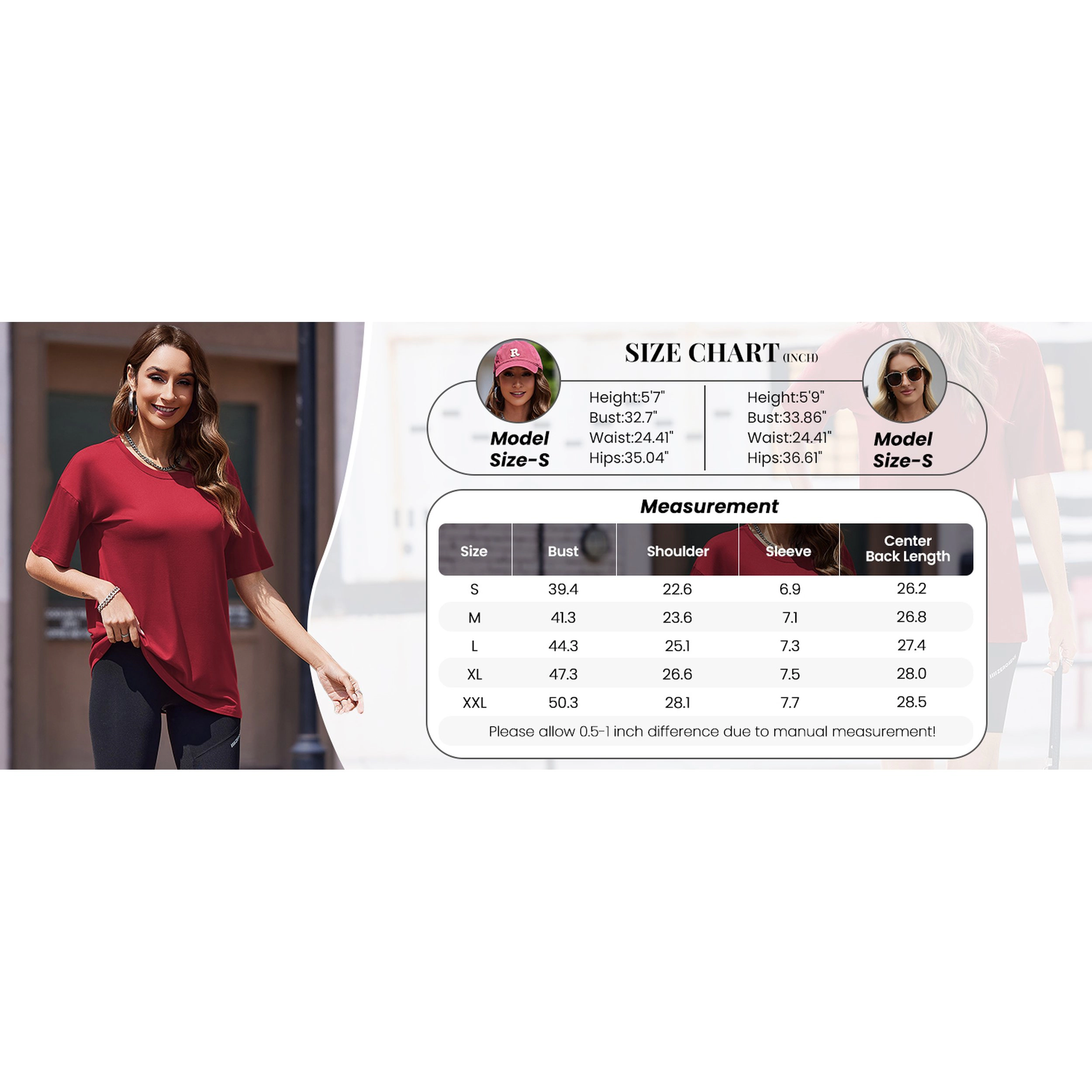Ekouaer Women's 2 Pack Crew Neck Half Sleeve Oversized Tunic T-Shirt