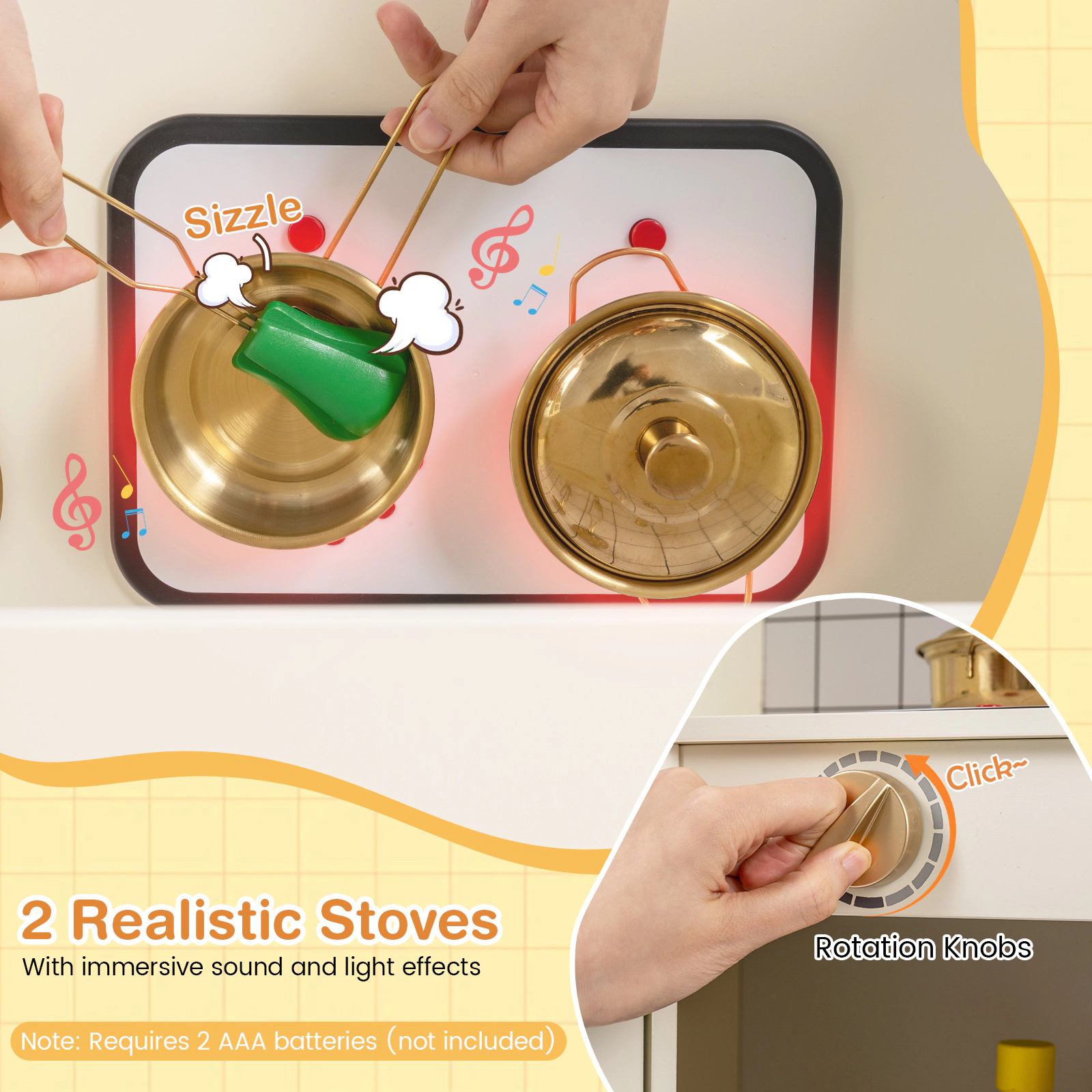 LJG Corner Kids Play Kitchen with Stoves with Lights and Sounds
