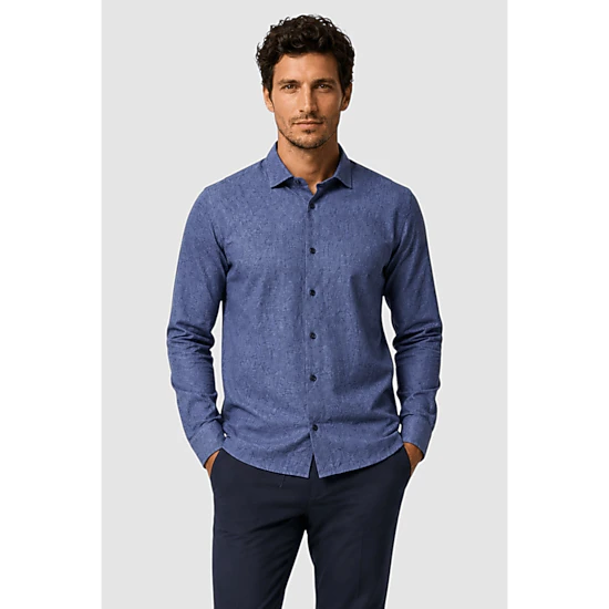 Garnet Men's Regular-fit Chambray Long-sleeve Shirt, Color: Indigo ...