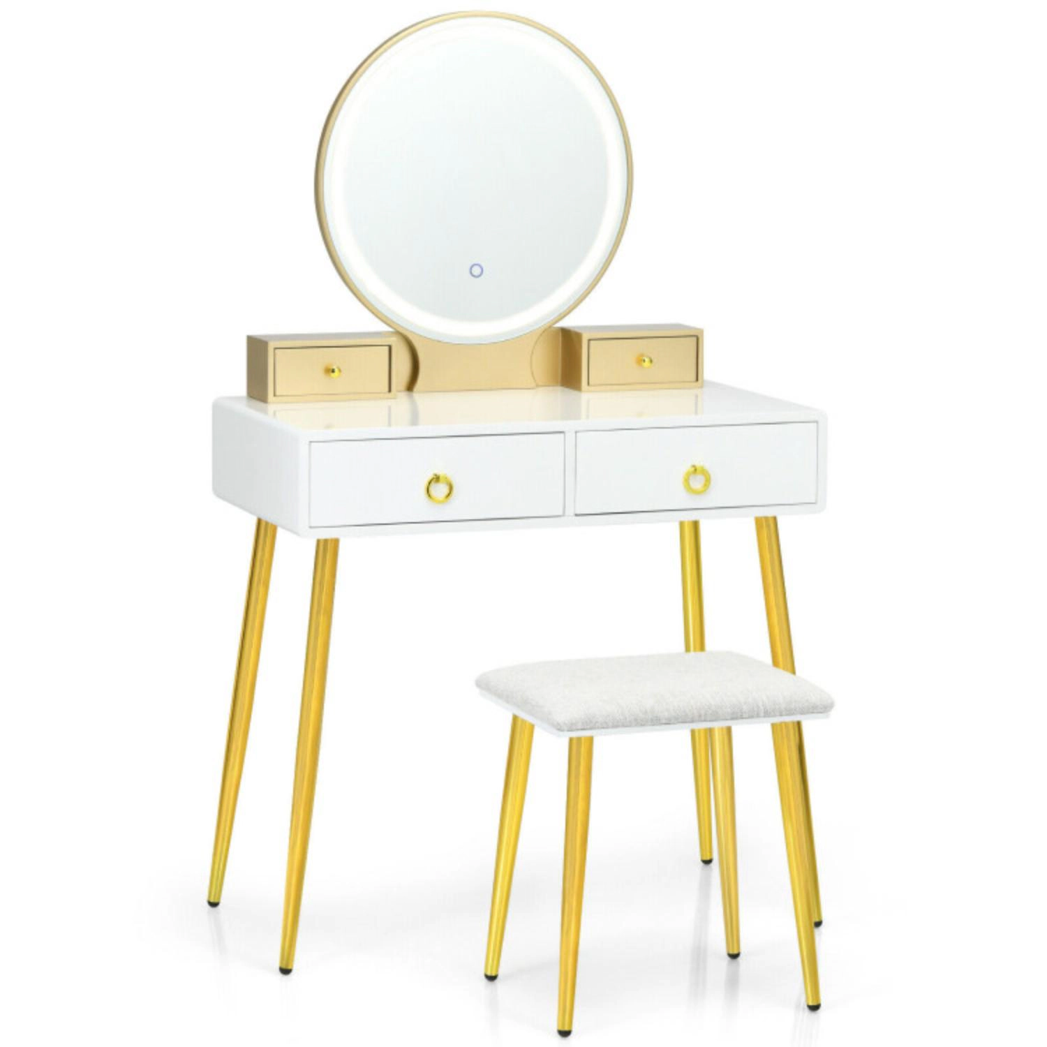 Hivvago Vanity Table Set With Mirror-White