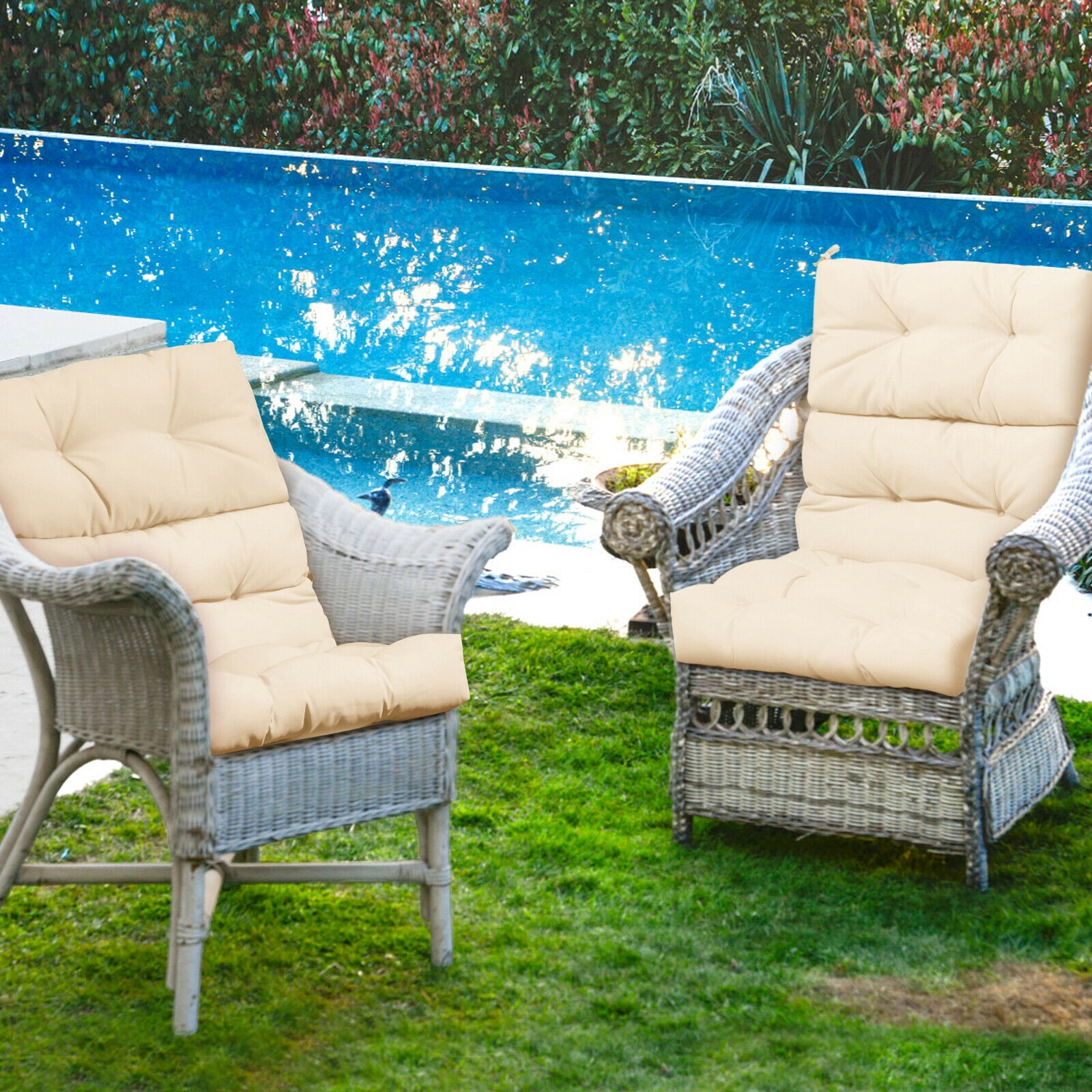 LJG Tufted Outdoor Patio Chair Seating Pad