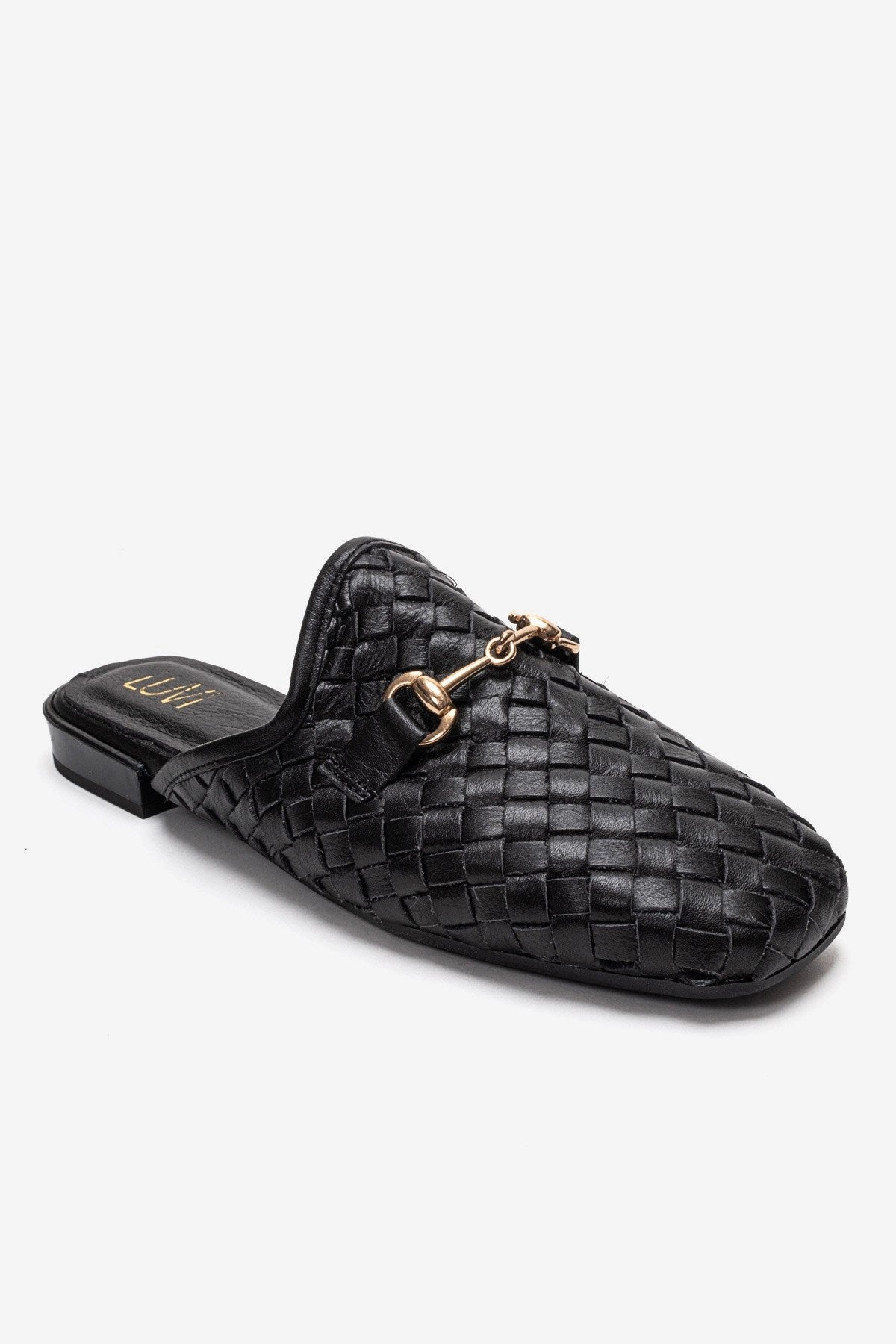 Forever & Always Womens Senia Leather Woven Mules