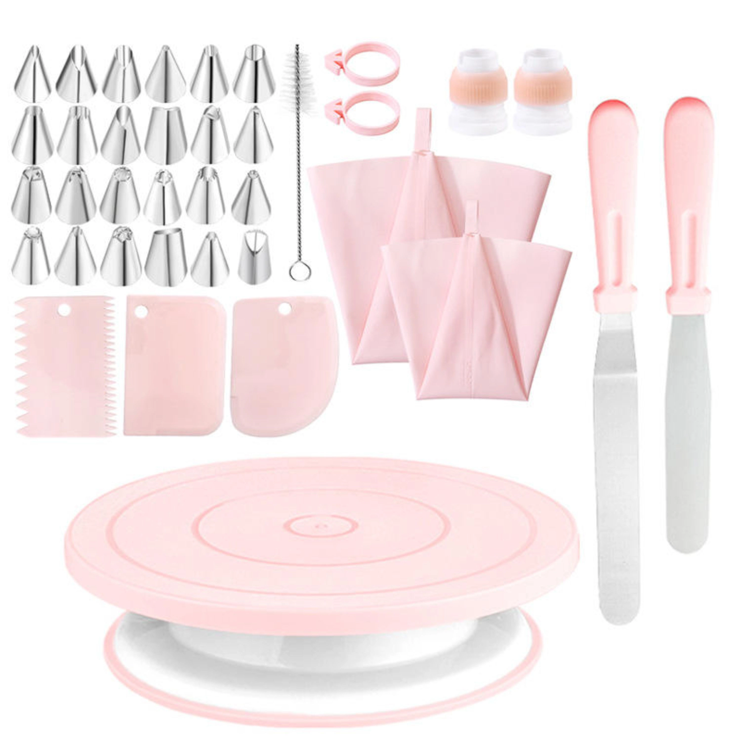 Kitcheniva 37-Piece Set, 10.8 Inch Revolving Plastic Cake Turntable Stand With Cake Decorating Kits
