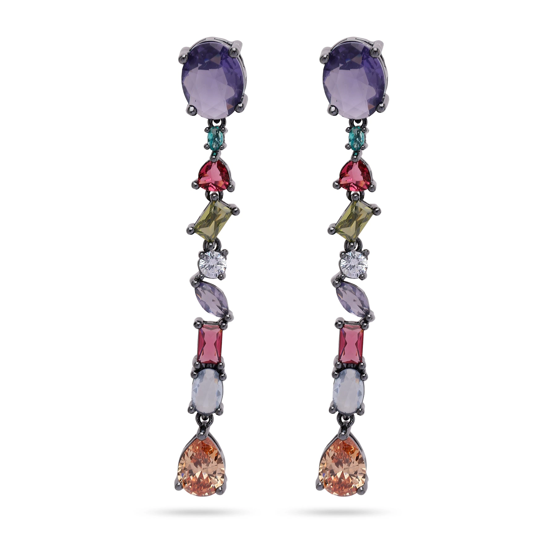 AGP PARIS Womens Multicolor Long Tassel Drop Earrings