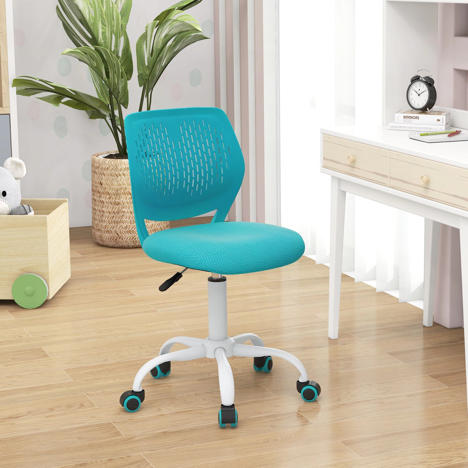 SUGIFT Kids Desk Chair, Height Adjustable 16.5-21 in, Turquoise Mesh Study Chair