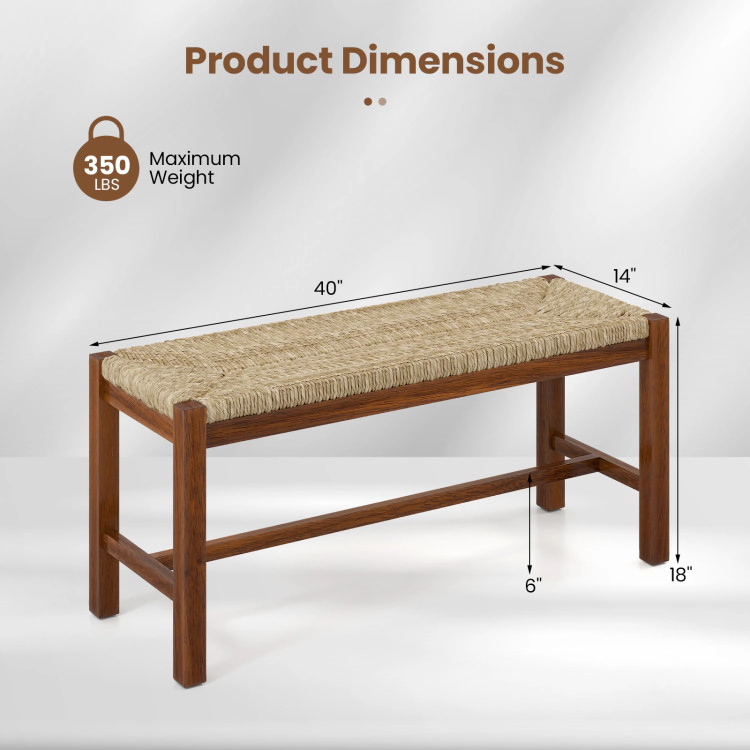Hivvago 40 Inch Long Wood Bench with Solid Rubber Wood Frame-Walnut