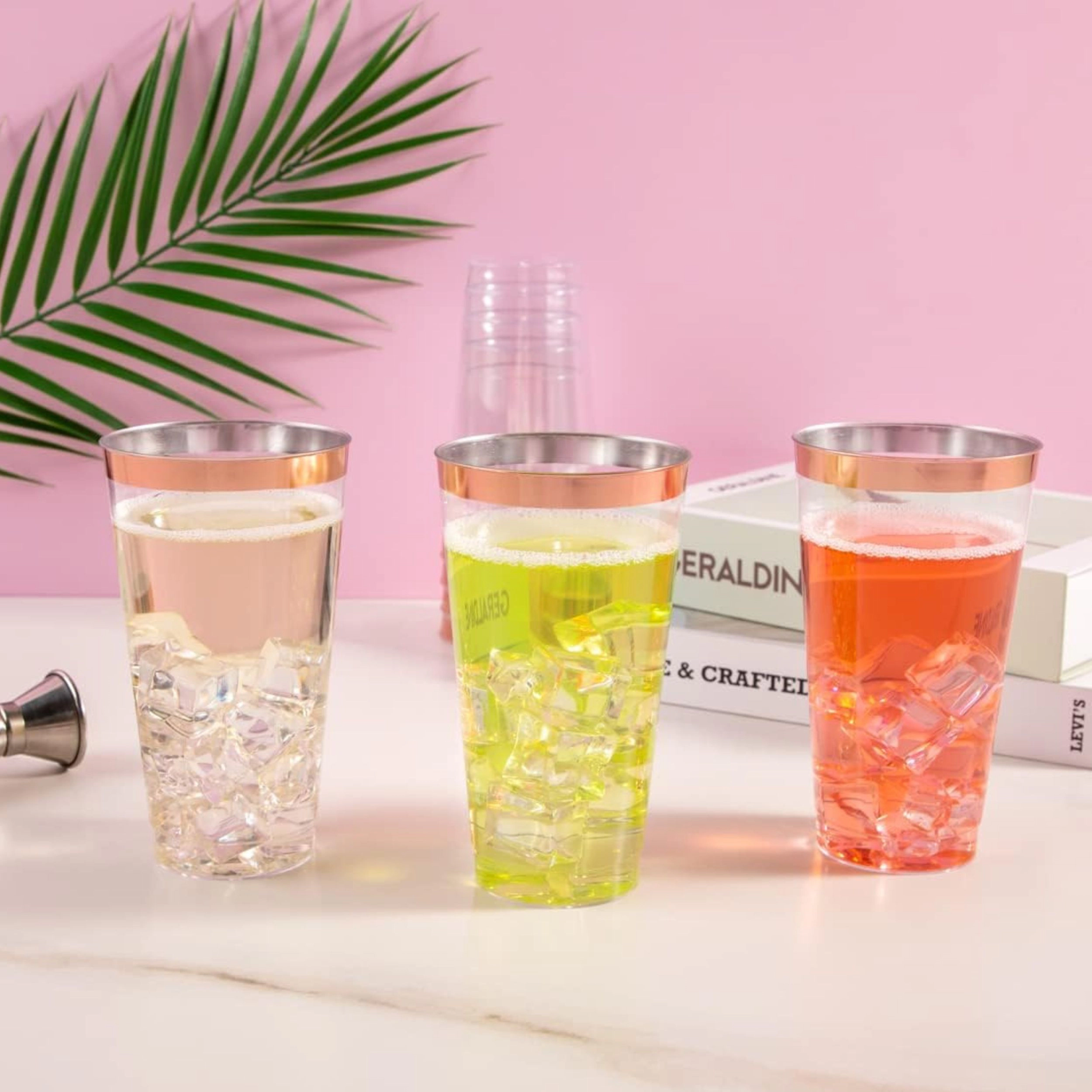Stock Preferred 100 Count Clear Plastic Disposable Party Cups with Elegant Rims 16 Oz