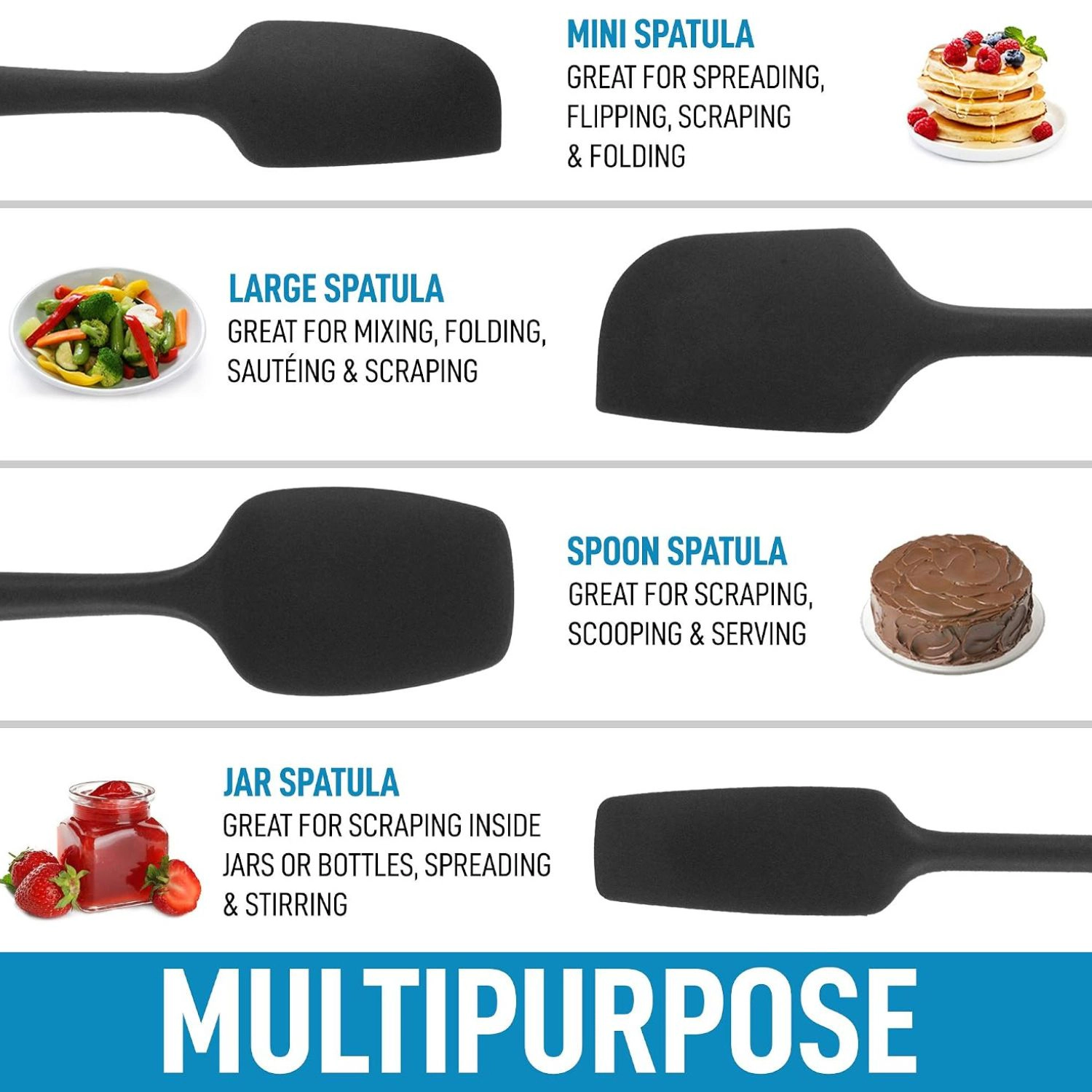 Zulay Kitchen 4pcs Heat Resistant Silicone Spatula Set for Cooking