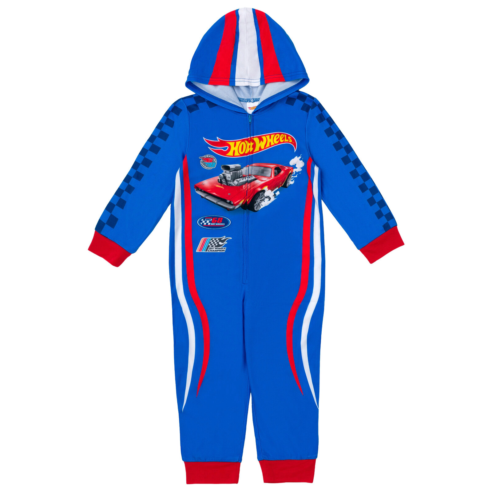 Hot Wheels Boys' Racing Fleece Hooded One Piece Pajama