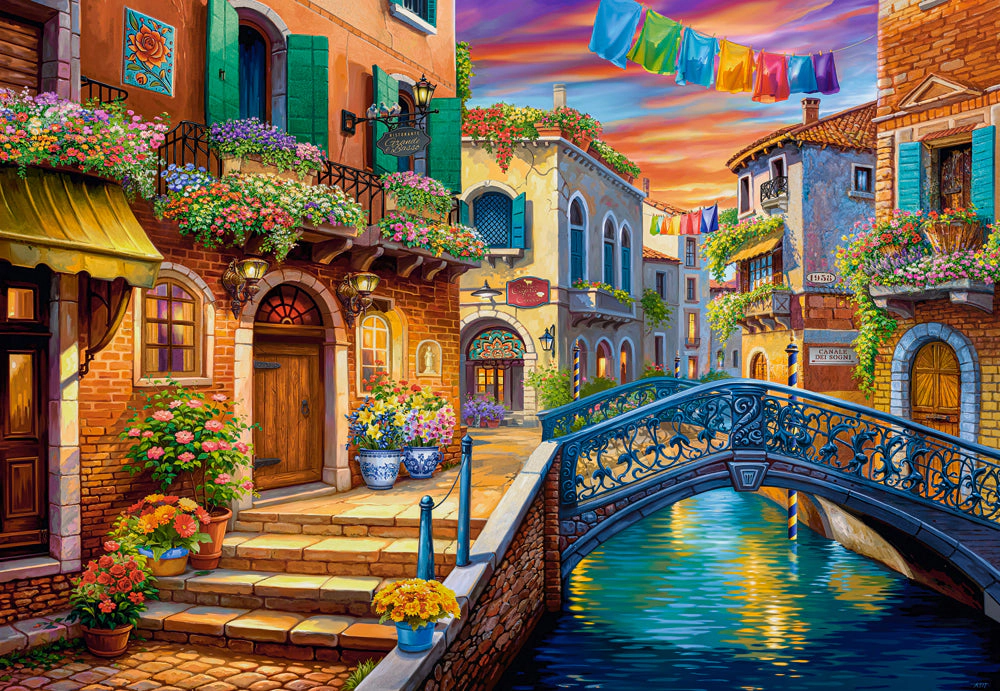 CASTORLAND 1000 Piece Jigsaw Puzzles, Venetian Dream, Vibrant Venice canal scene, Italian charm, C-105281-2