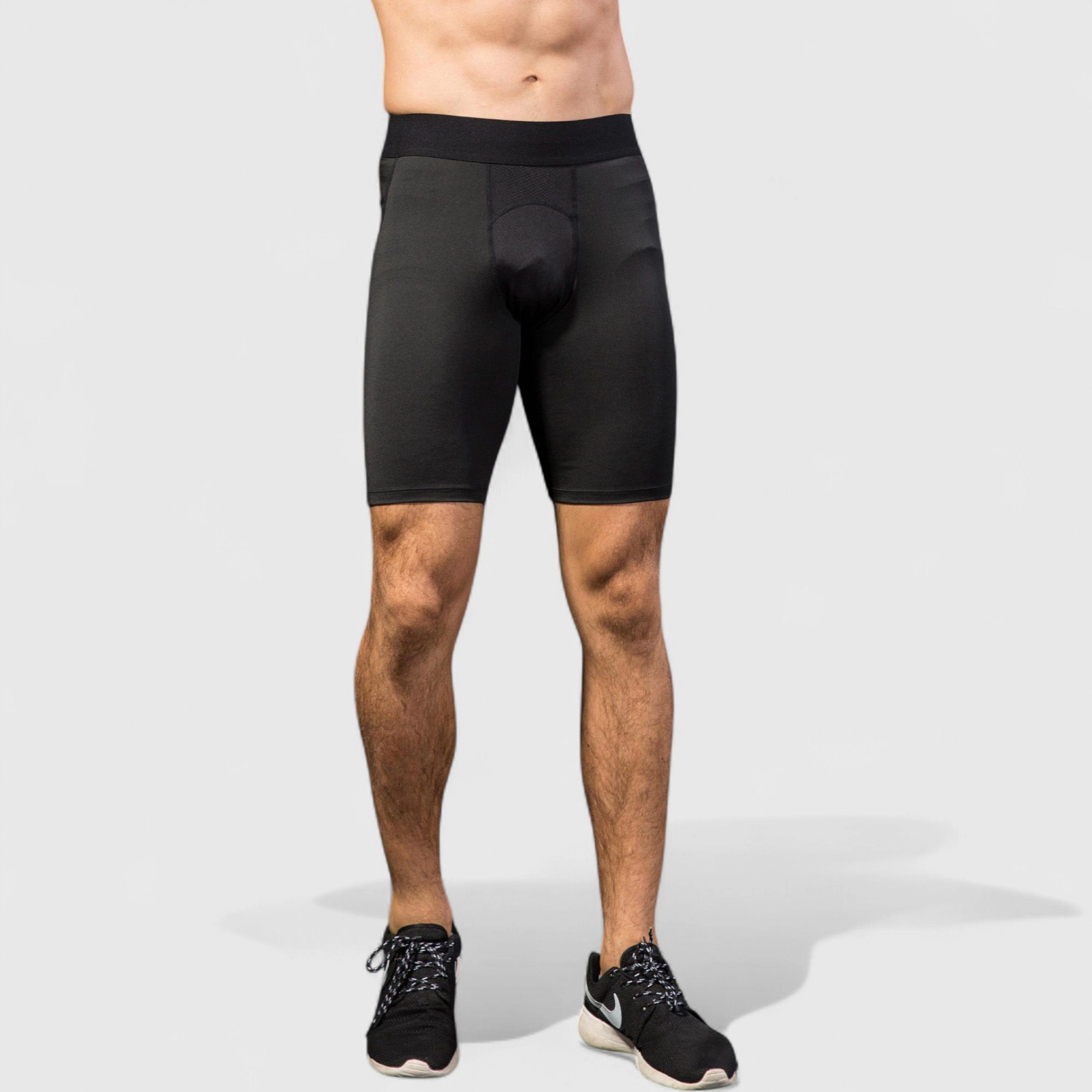 Anna-Kaci Men's Padded Compression Cycling Shorts with Wide Waistband and Mid-Thigh Length