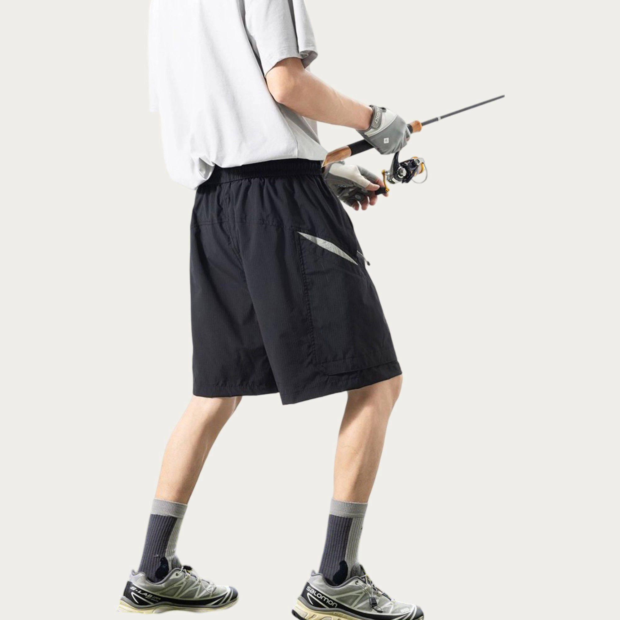 Anna-Kaci Men's Lightweight Athletic Shorts with Elastic Drawstring Waist Relaxed Fit Design and Side-Pocket Detail