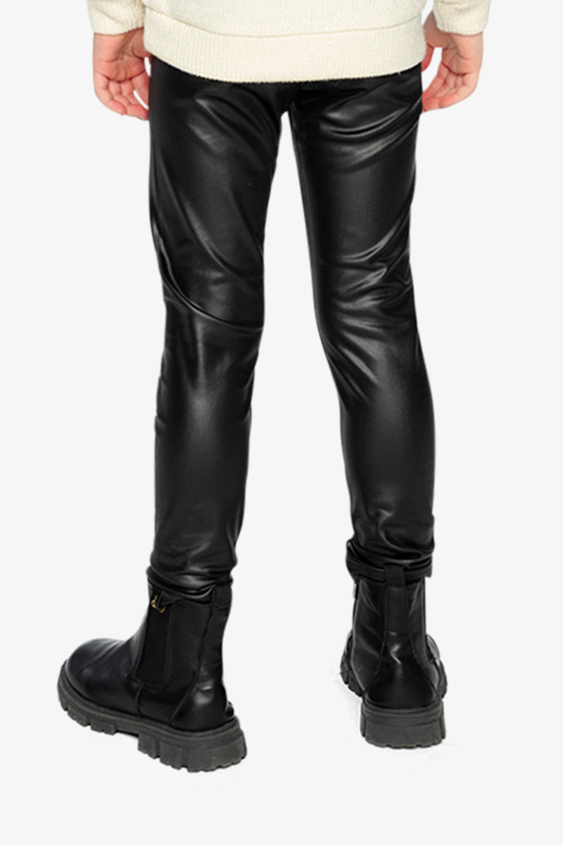 Deux par Girls Elastic Waist Full-Length Faux Leather Leggings