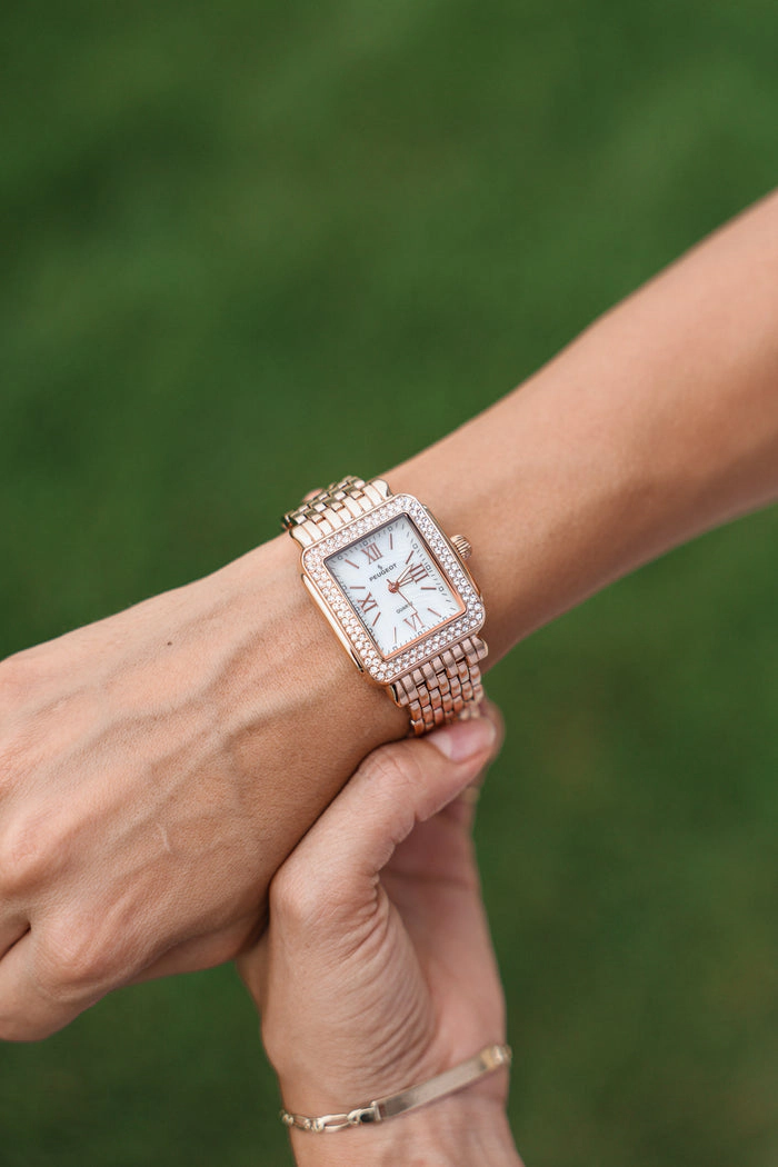 Peugeot Women's 36X30mm Rose Gold Tank Bracelet Watch Panther Link Bracelet