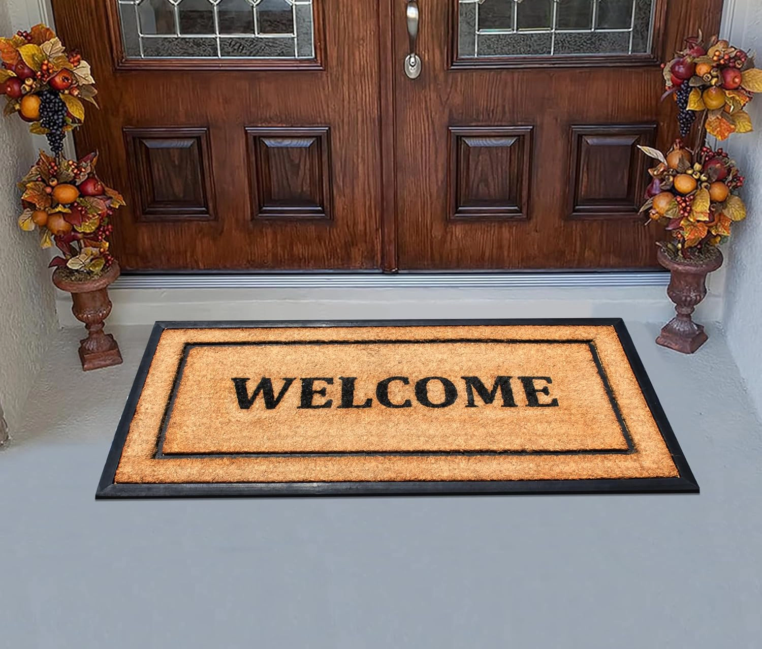 A1HC Coir and Rubber Door Mat 24x48 Inches Heavy Duty Non-Slip Durable Welcome Classic Border