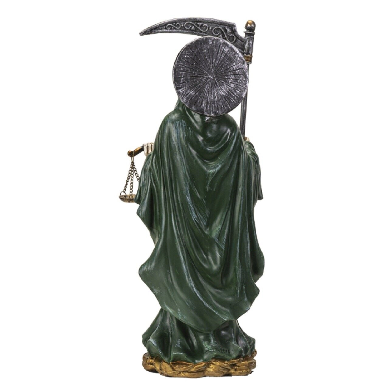 Pacific Giftware Santa Muerte Green Gown with Scale Figurine Death 10 Inch