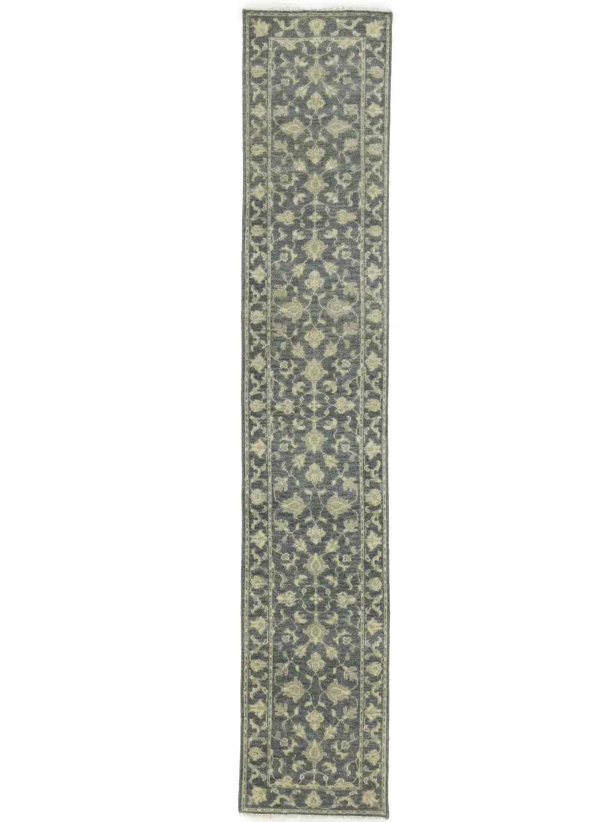 Magic Rugs Muted Dark Slate Floral 2'7X14 Transitional Oriental Runner Rug