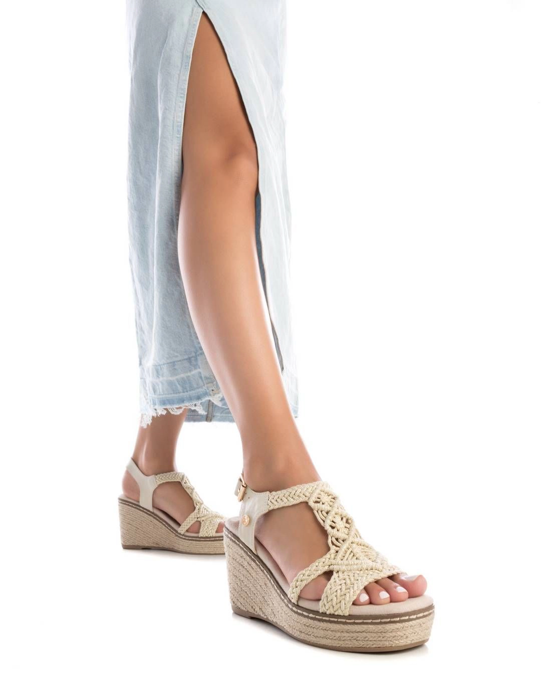 XTI Textile Women's Sandals Ankle Strap Wedge Heel