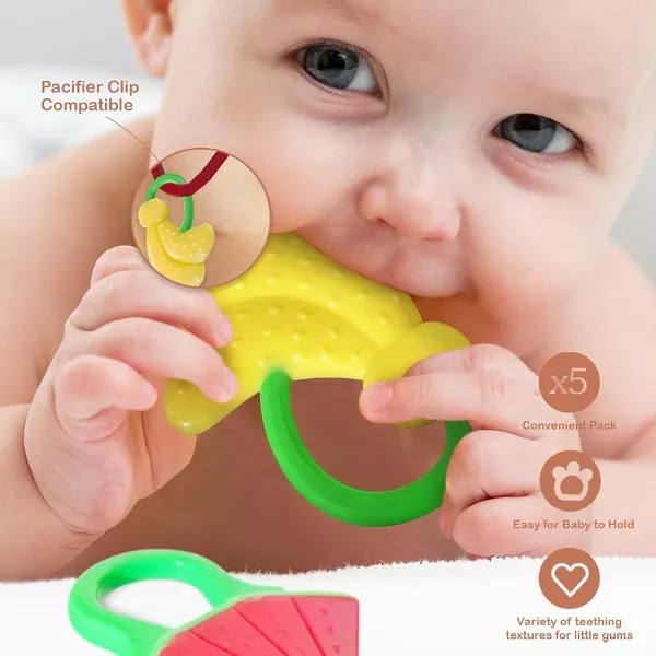 Sperric Baby Teething Toys for Newborn 5-Pack Freezer Safe BPA Free Infant &Toddler Silicone Teethers Soothe Babies Gums
