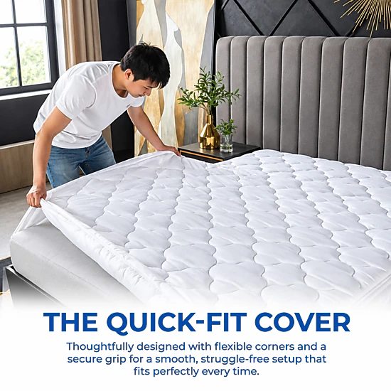 Comfety Waterproof Mattress Pad, Soft Hypoallergenic Bamboo Viscose Fitted Mattress Cover, Breathable Cooling Cover