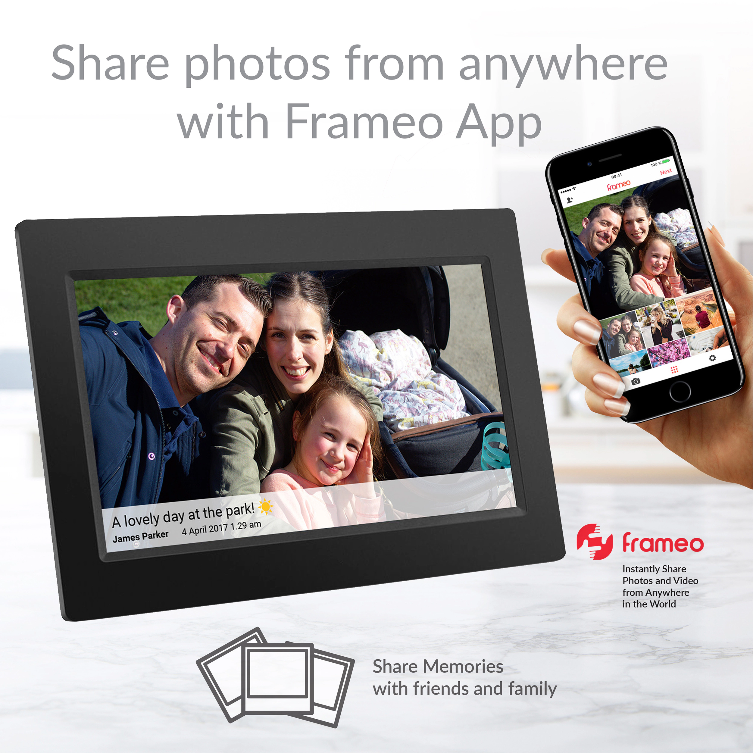 SuperSonic 10 Inch Smart Digital Photo Frame in Black with 16gb Internal Storage