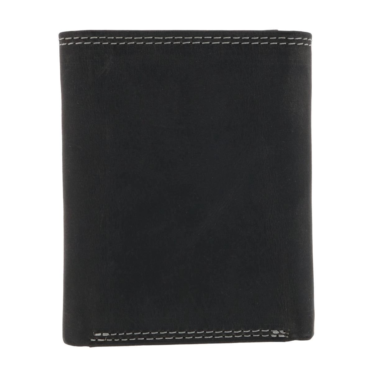 CTM Men's Leather Contrast Stitch Trifold Wallet