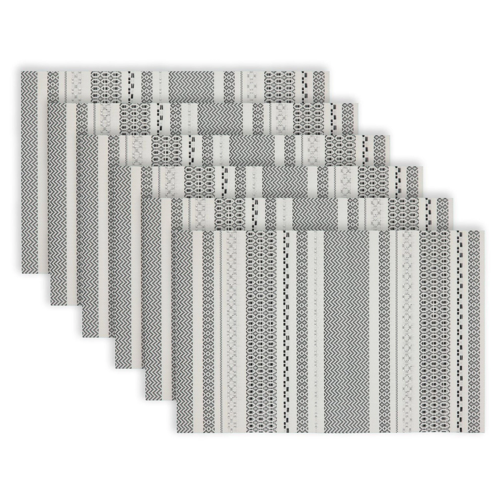 Dainty Home Maya Woven Vinyl Reversible Rectangular 12" x 18" Placemat Set of 6