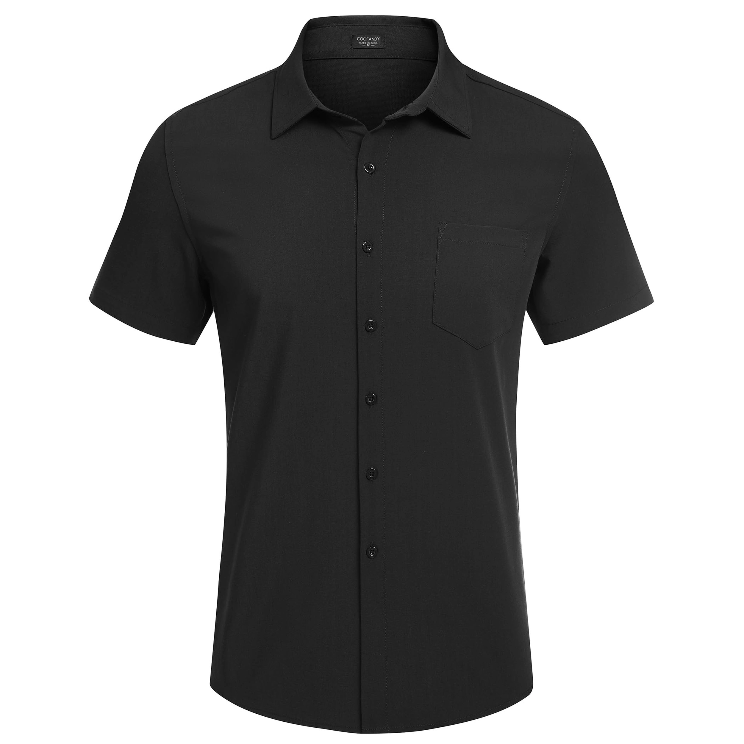 COOFANDY Mens Short Sleeve Button Down Shirts Collared Pocket Casual  Tops