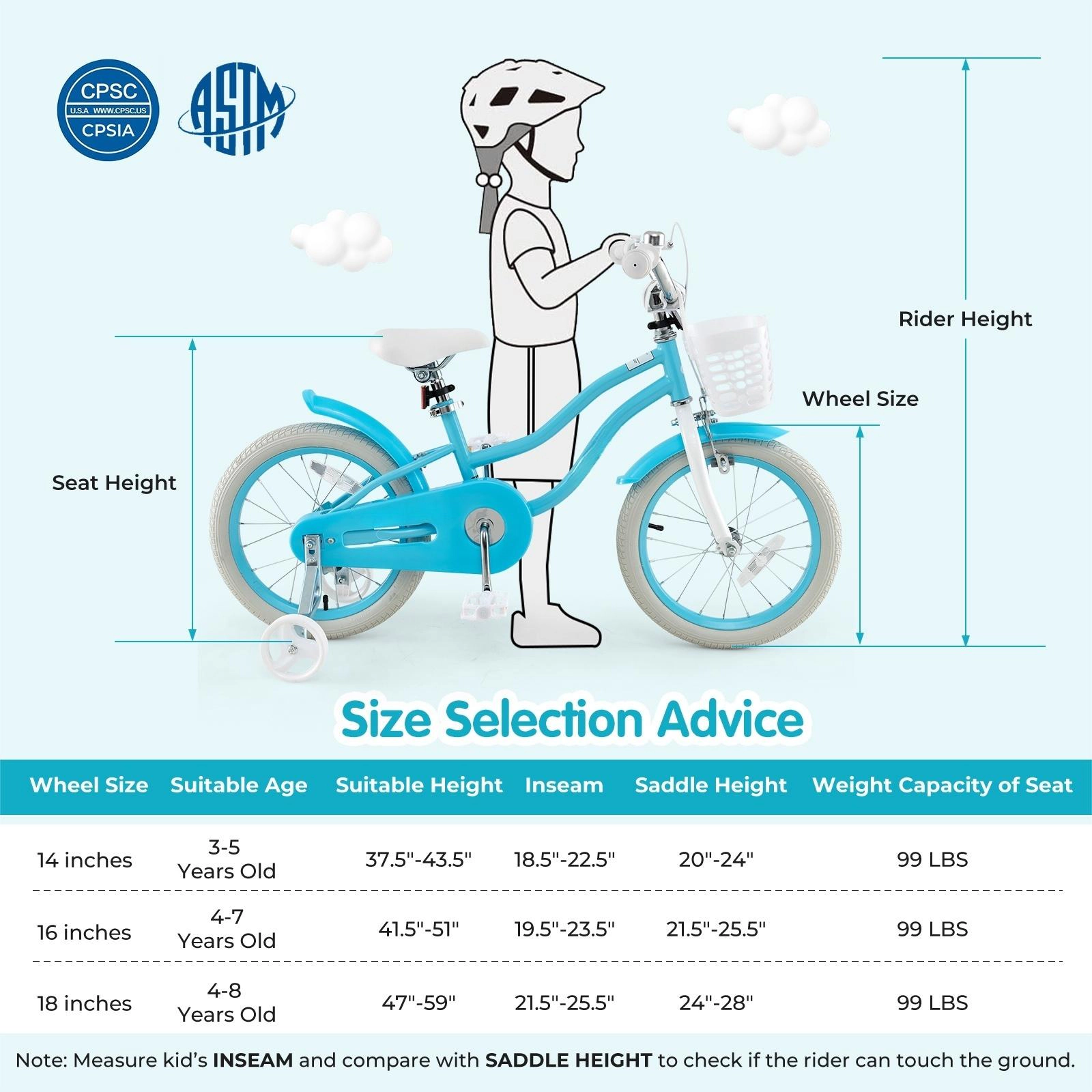 SUGIFT Kids Blue 16-in Bike with Dual Brake System and Front Storage Basket 145-lb Seat Capacity Ages 3-8