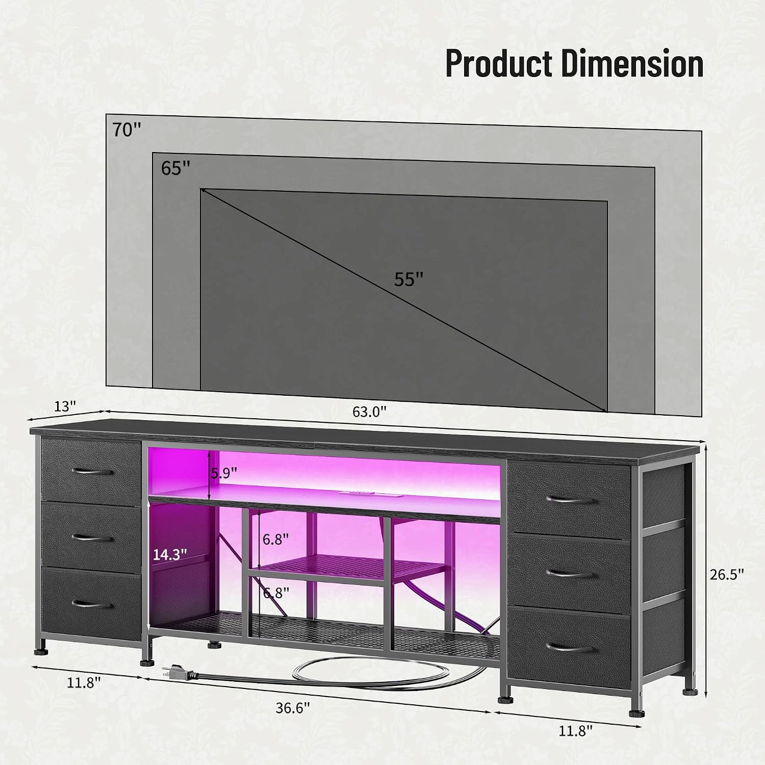 Furologee living room/bedroom TV cabinet with open shelf