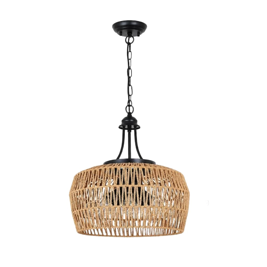 ELEMENT ACE Handwoven Rattan Metal Flush Mount Ceiling Light