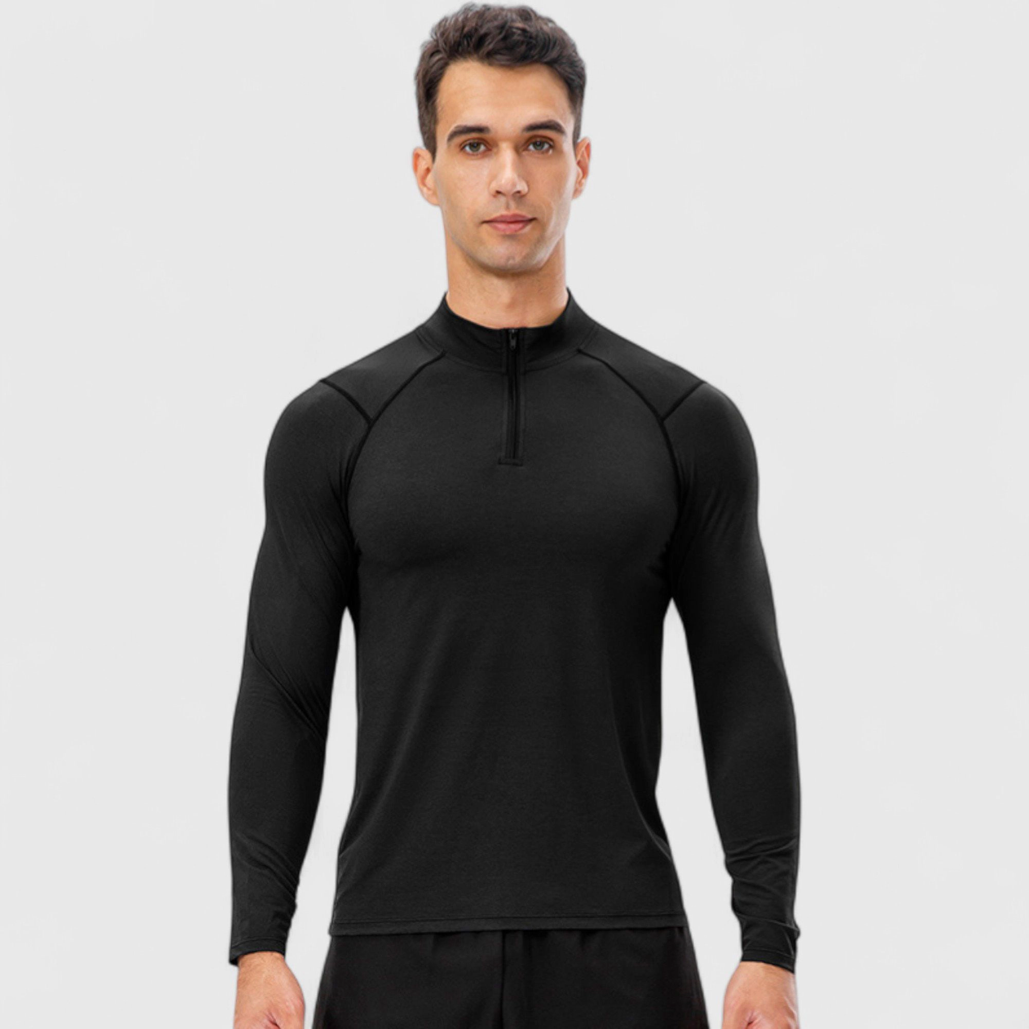 Anna-Kaci Men's Long Sleeve Quarter-Zip Top with Athletic Fit and Raglan Sleeves for Training or Casual Wear