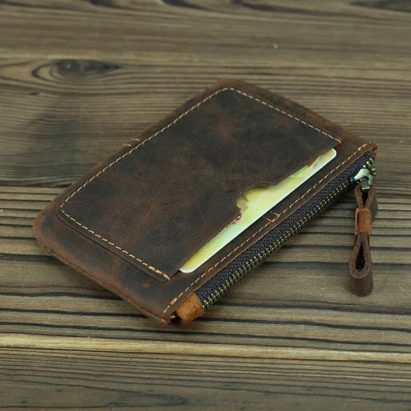 Steel Horse Leather Unisex The Cael | Handmade Leather Coin Purse with Zipper