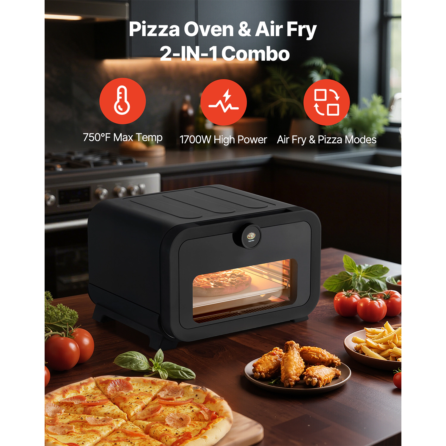HONGGE Electric Pizza Oven Countertop Maker Stone Indoor Cooker