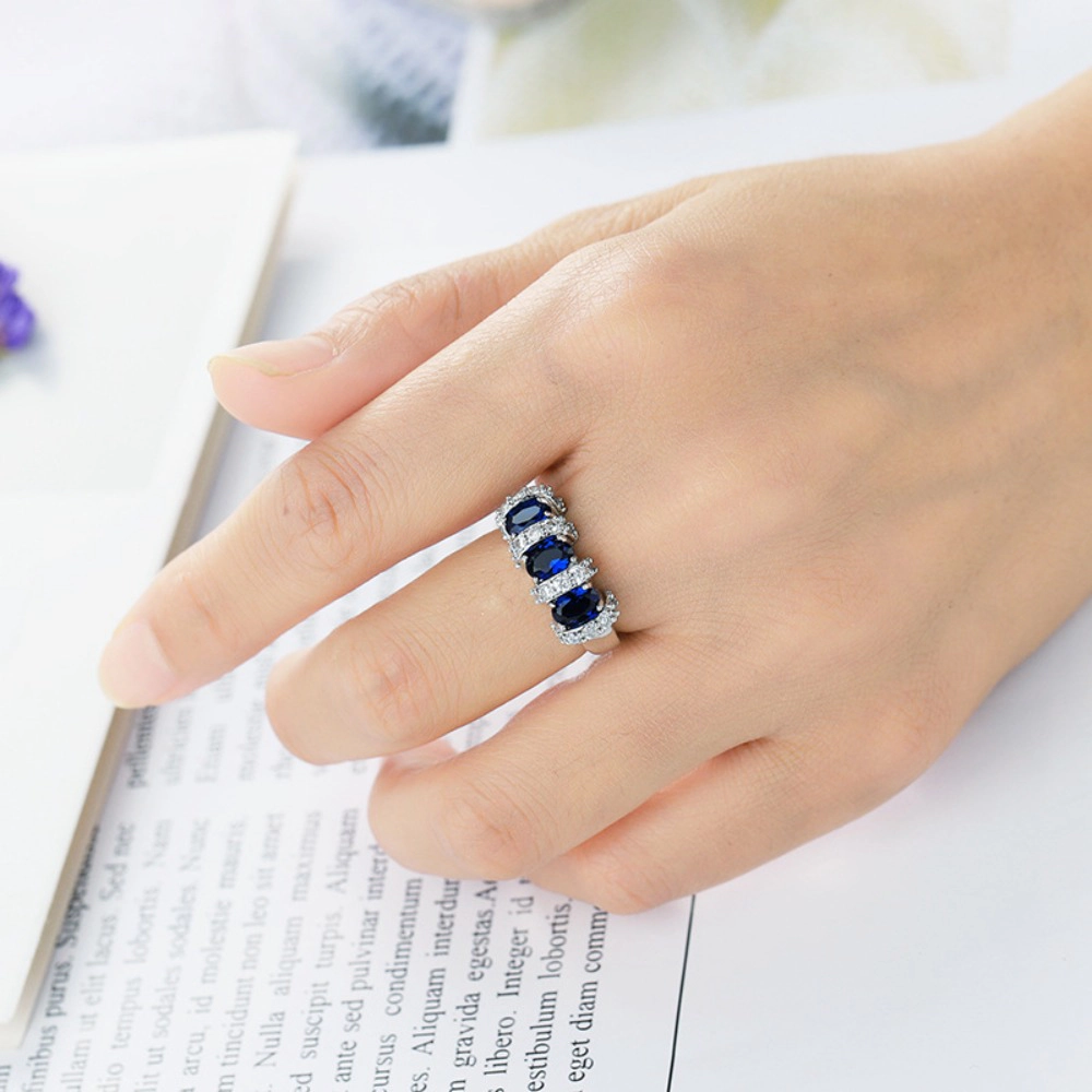 Women's Multi Color Oval Cubic Zirconia Cluster Ring