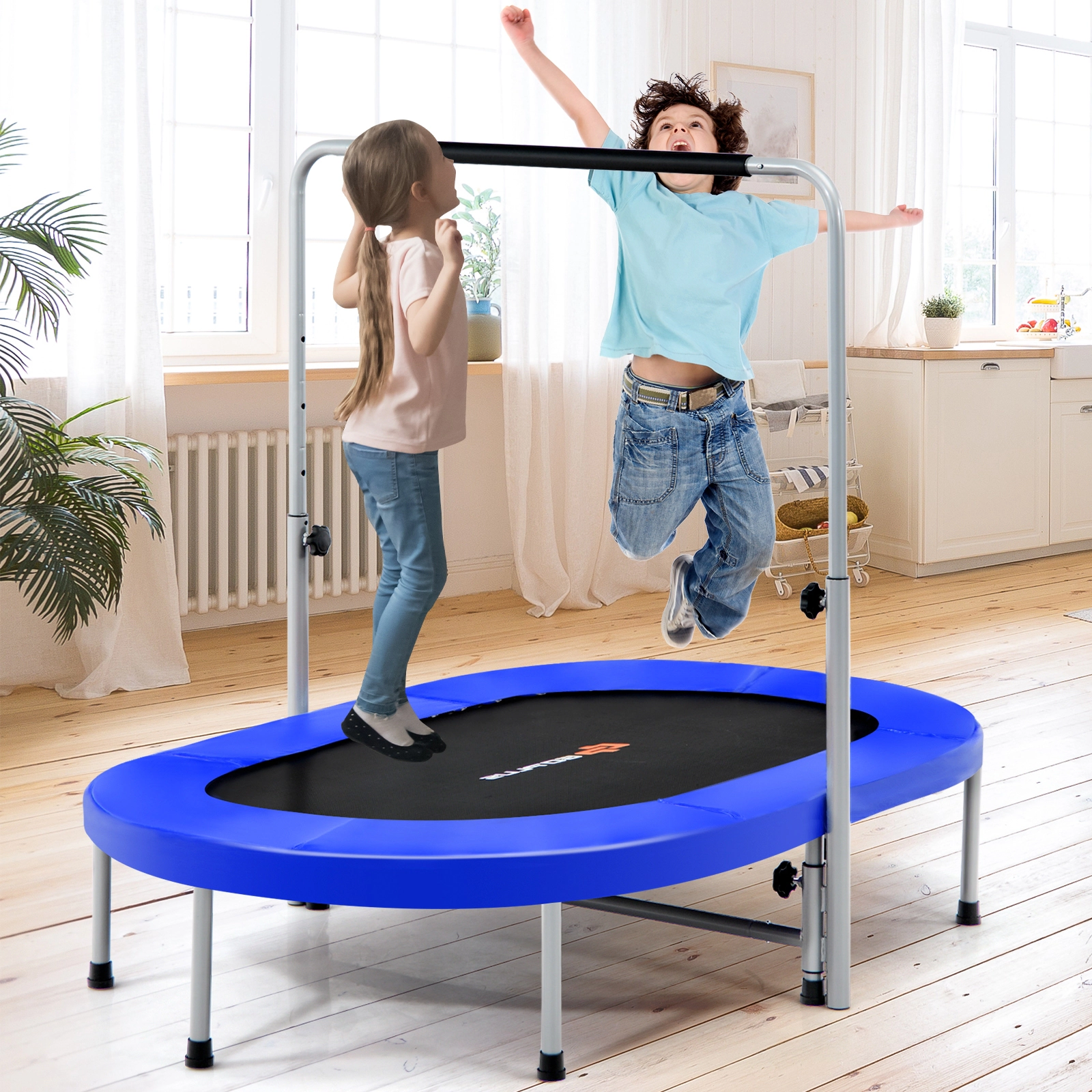 Hivvago 2-Person Foldable Mini Kids Fitness Rebounder Trampoline