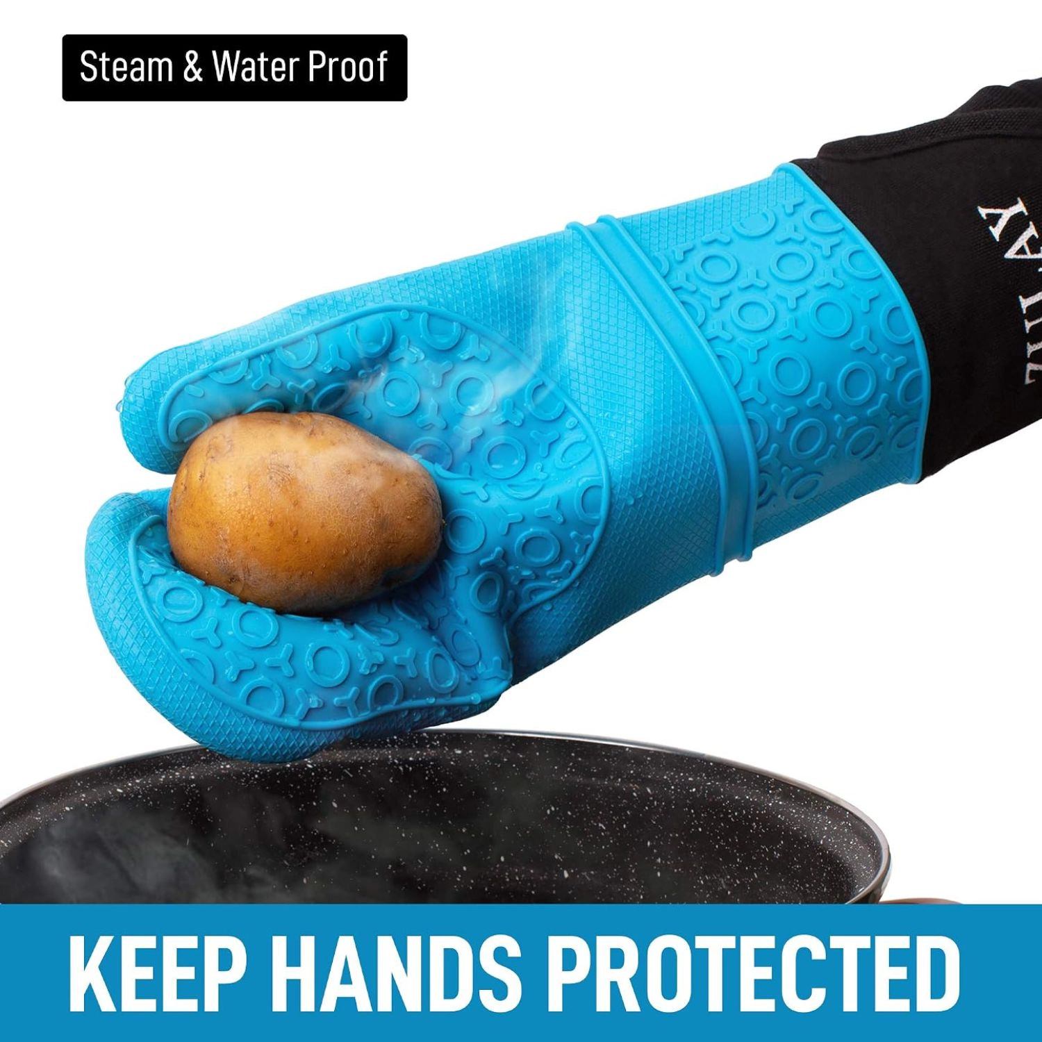 Zulay Kitchen Silicone Oven Mitts Set of 2 - Textured Non Slip Grip Heat Resistant